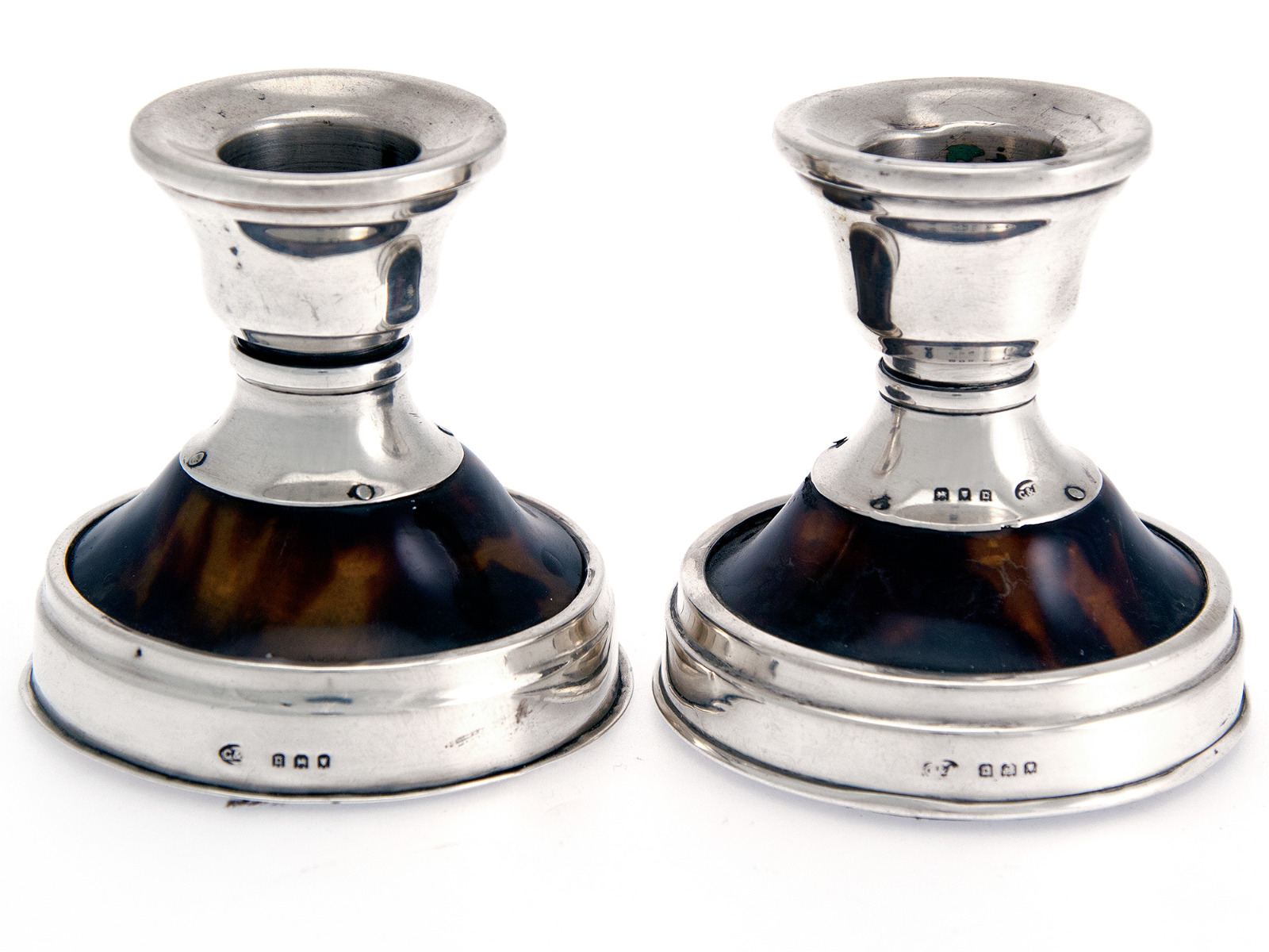Pair of Antique Silver & Tortoiseshell Dwarf Candle Holders (1 of 1) Pair of Antique Silver & Tortoiseshell Dwarf Candle Holders (1 of 1)