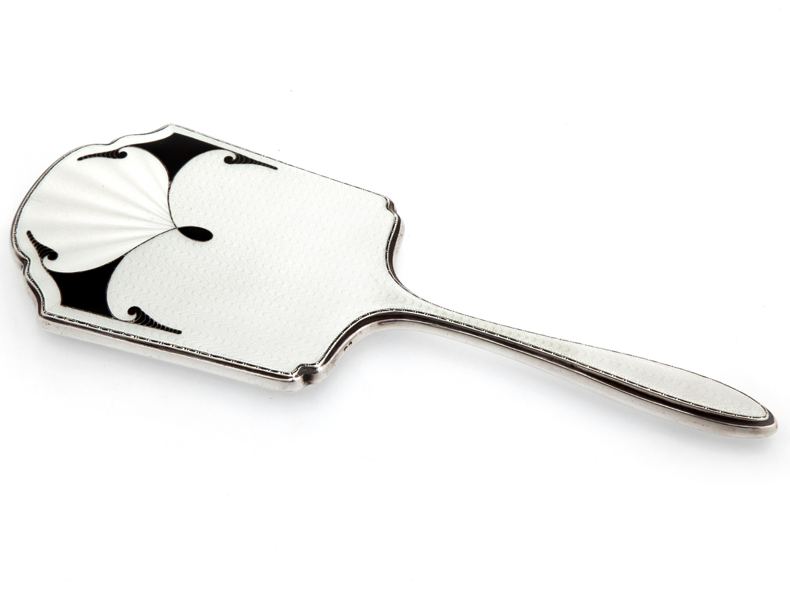 Silver & Black Guilloche Enamel Hand Mirror (1 of 4) Silver & Black Guilloche Enamel Hand Mirror (1 of 4)