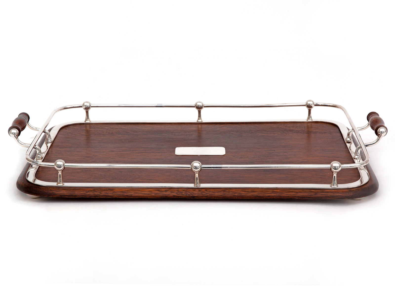 Edwardian Oak & Silver Plate Rectangular Gallery Tray (1 of 1) Edwardian Oak & Silver Plate Rectangular Gallery Tray (1 of 1)