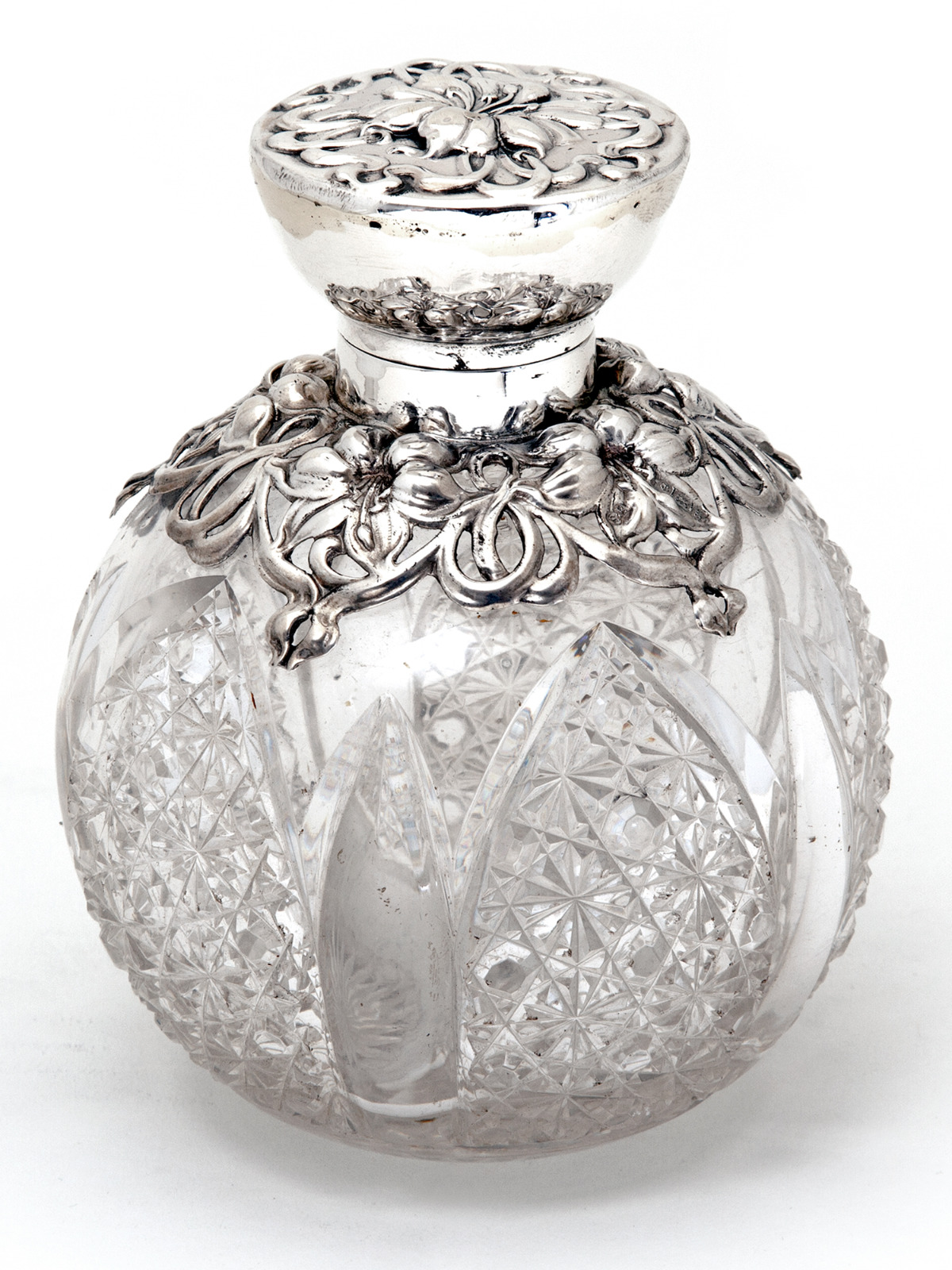 Cut Glass Perfume Bottle in Art Nouveau Art Nouveau Deco Glass Perfume Bottle