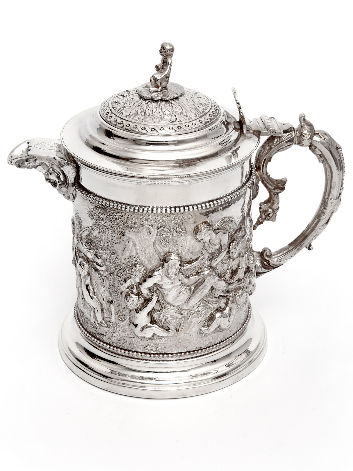 Victorian Henry Bourne Silver Plated Beer Jug Decorated with Rams & Putti (1 of 6)