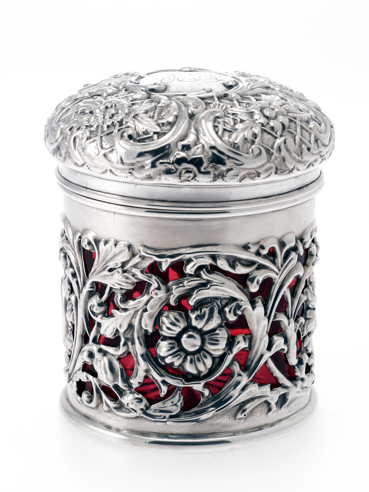 An Unusual Glass Lined Silver Dressing Table Jar (1 of 1) An Unusual Glass Lined Silver Dressing Table Jar (1 of 1)