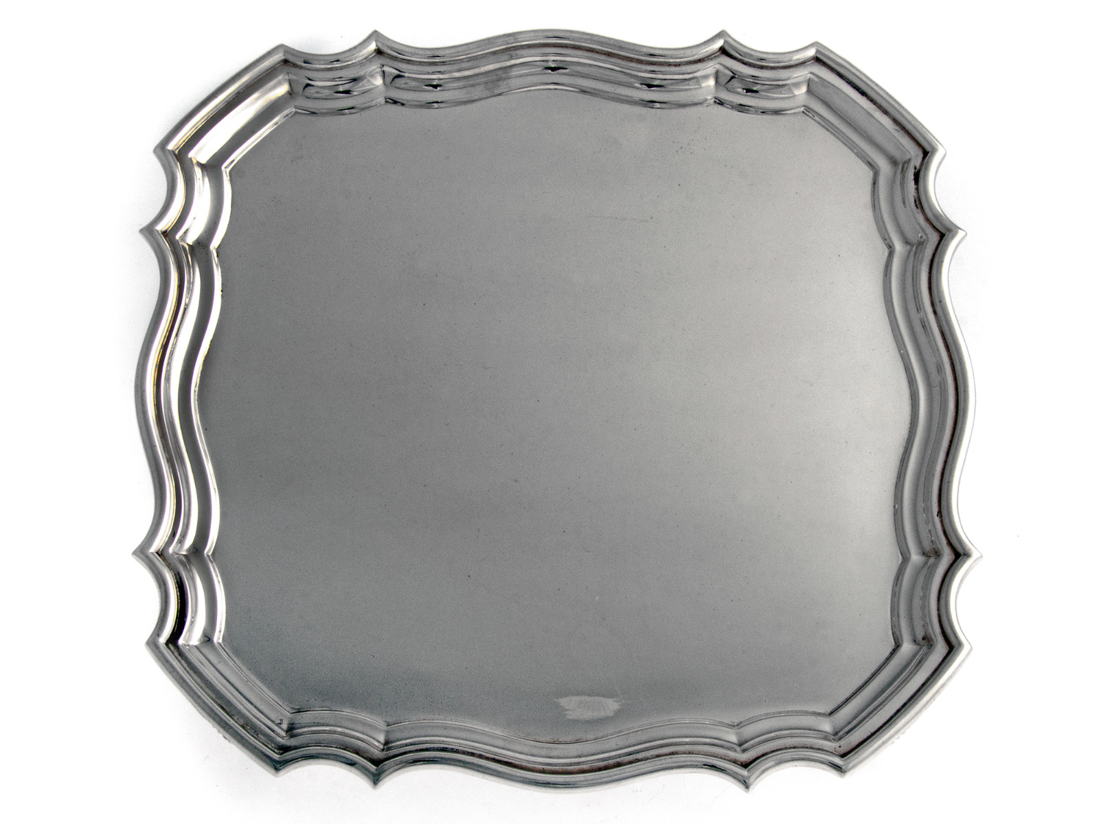 Square Shape Silver Salver Tray with Chippendale Border (1 of 1) Square Shape Silver Salver Tray with Chippendale Border (1 of 1)