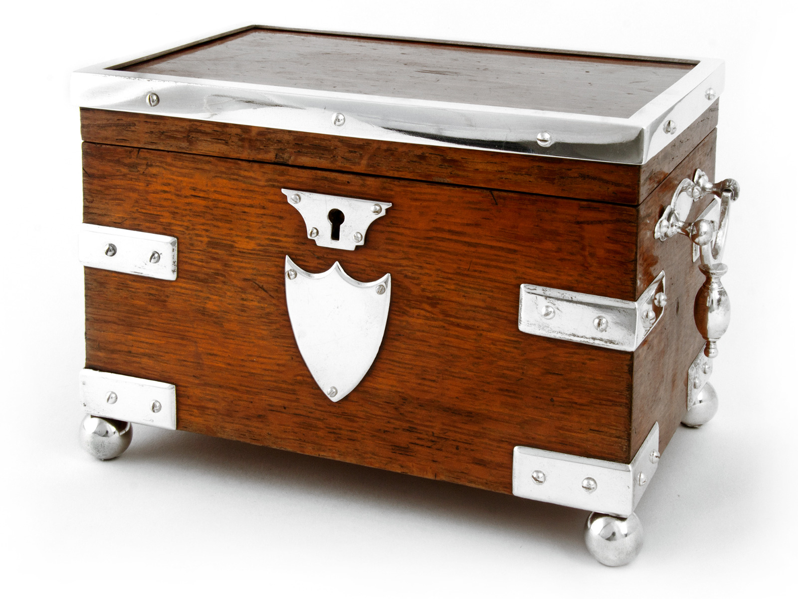 Late Victorian Oak & Silver Plate Tea Caddy by John Grinsell (1 of 1) Late Victorian Oak & Silver Plate Tea Caddy by John Grinsell (1 of 1)