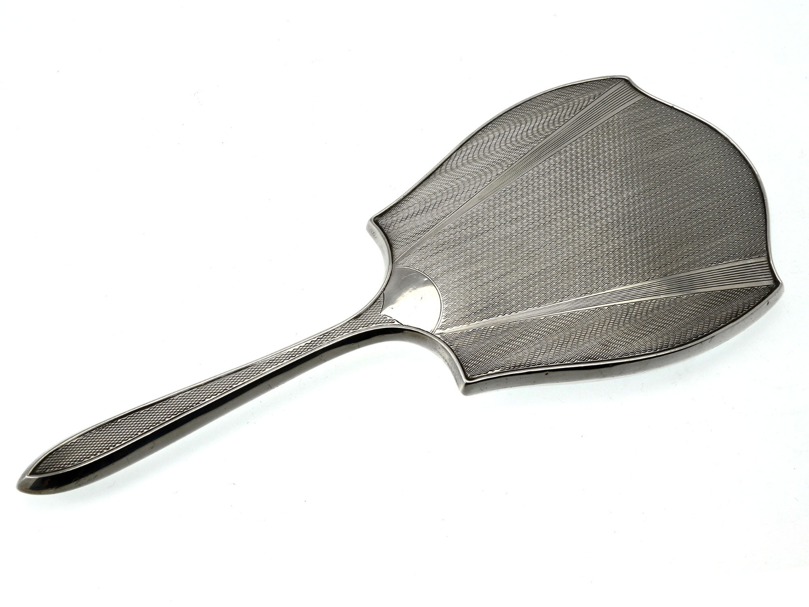 Silver Art Deco Style Hand Mirror with Engine Turning & Sunburst Engraving (1 of 1) Silver Art Deco Style Hand Mirror with Engine Turning & Sunburst Engraving (1 of 1)