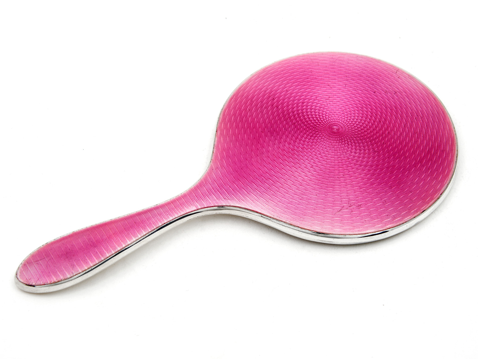 Pink Silver Guilloche Enamel Hand Mirror 1925 (1 of 1) Pink Silver Guilloche Enamel Hand Mirror 1925 (1 of 1)