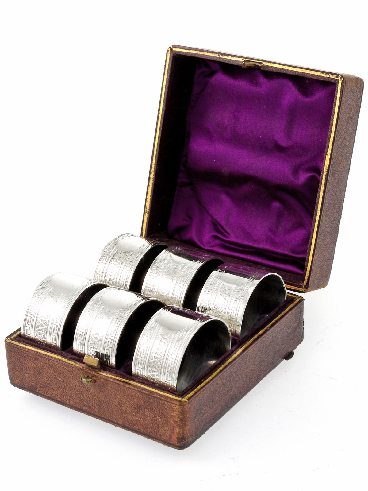 Six Silver Plate Greek Key Pattern Napkin Rings (1 of 1) Six Silver Plate Greek Key Pattern Napkin Rings (1 of 1)
