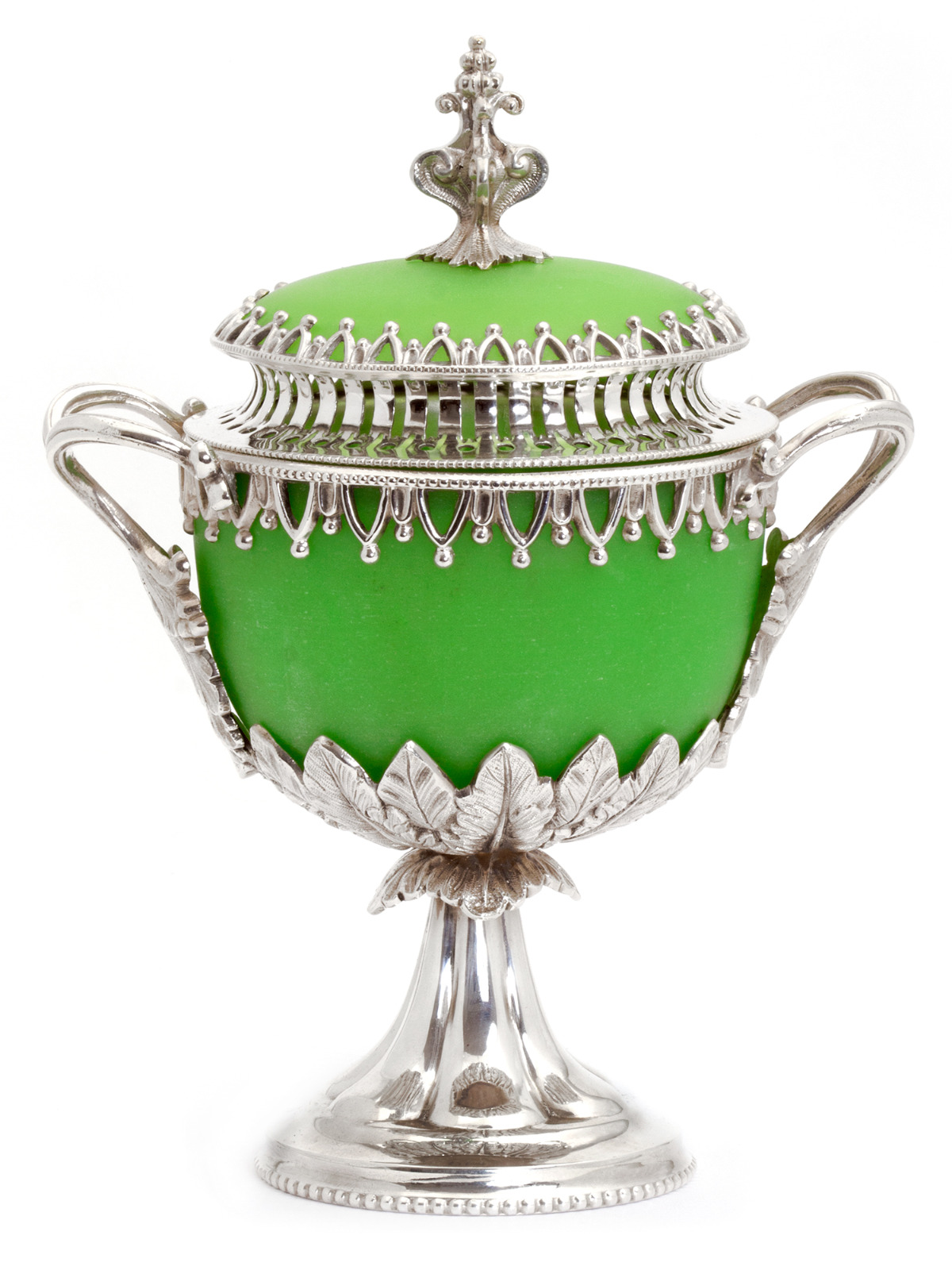 Decorative Victorian Silver Plate Cast Sugar Urn with Green Opeline Glass Liner (1 of 1) Decorative Victorian Silver Plate Cast Sugar Urn with Green Opeline Glass Liner (1 of 1)