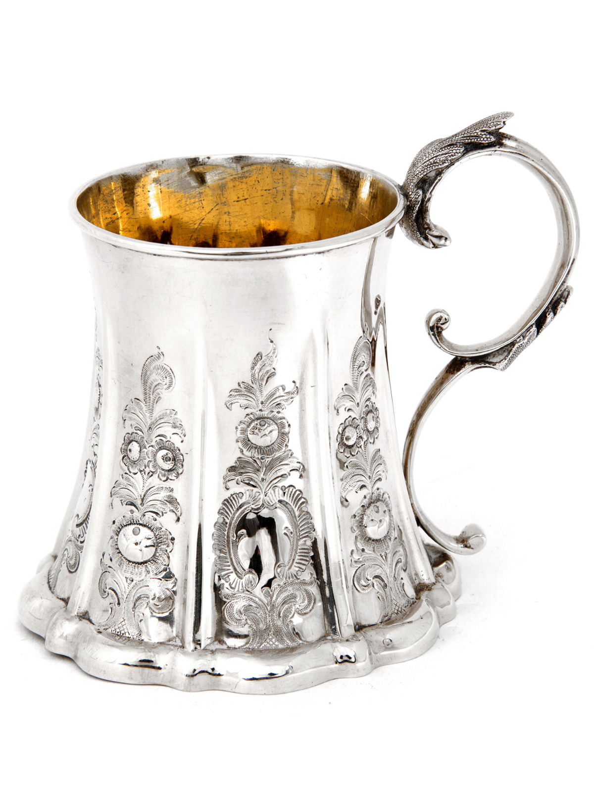 Early Victorian Silver Waisted Cylindrical Christening Mug with Gilt Interior (1 of 1) Early Victorian Silver Waisted Cylindrical Christening Mug with Gilt Interior (1 of 1)