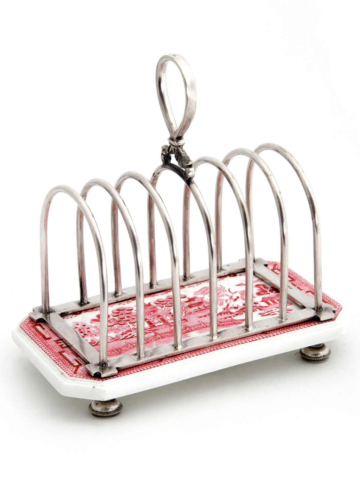 Victorian Spode & Silver Plate Toast Rack with Willow Pattern Pottery Base (1 of 1) Victorian Spode & Silver Plate Toast Rack with Willow Pattern Pottery Base (1 of 1)