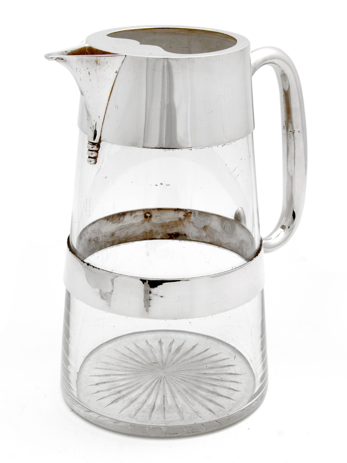 Large Victorian Plain Silver Plate & Cut Glass Water Jug with D Handle (1 of 1) Large Victorian Plain Silver Plate & Cut Glass Water Jug with D Handle (1 of 1)