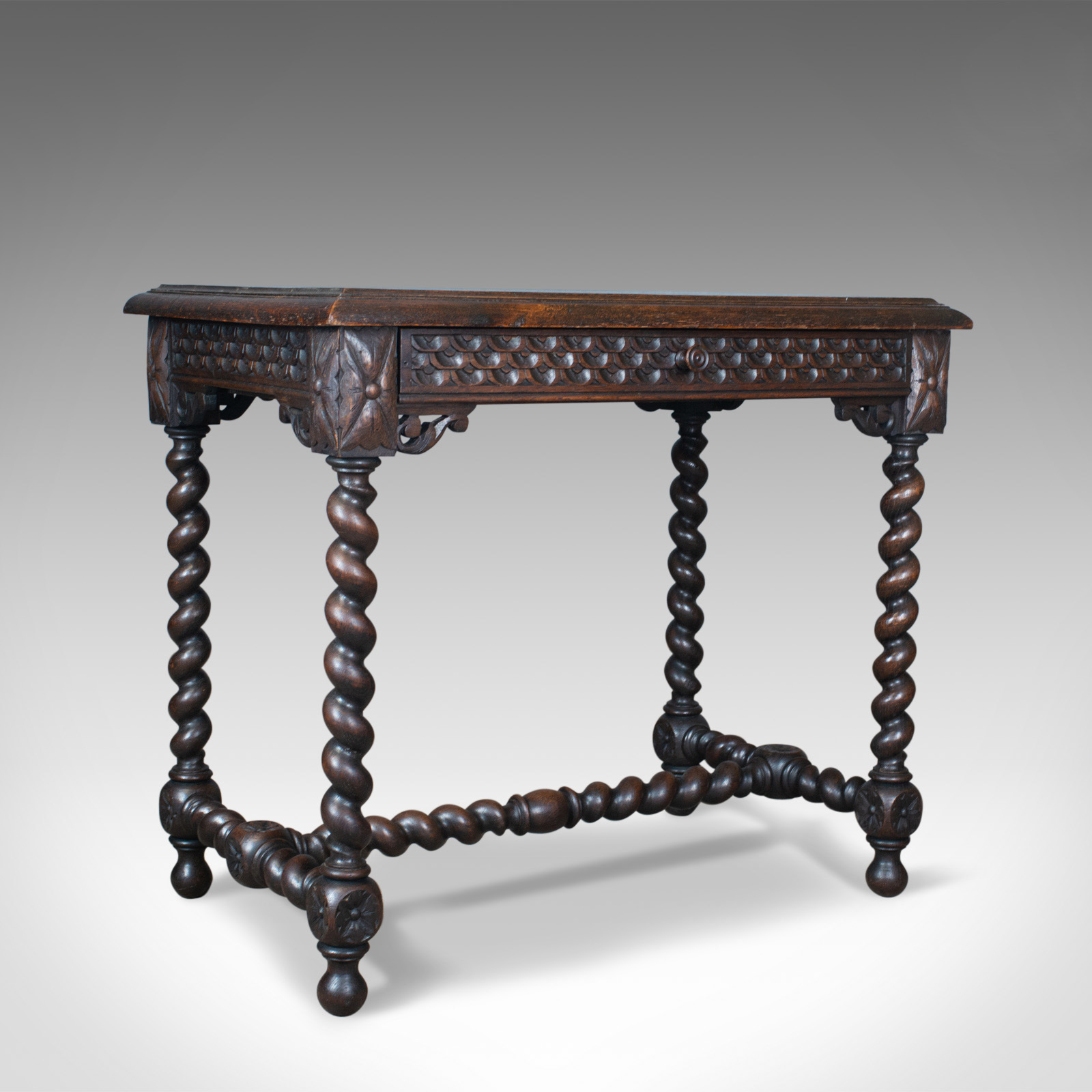 Antique Table, Scottish, Oak, Carved, Barley Twist, Side c.1880 (1 of 1) Antique Table, Scottish, Oak, Carved, Barley Twist, Side c.1880 (1 of 1)