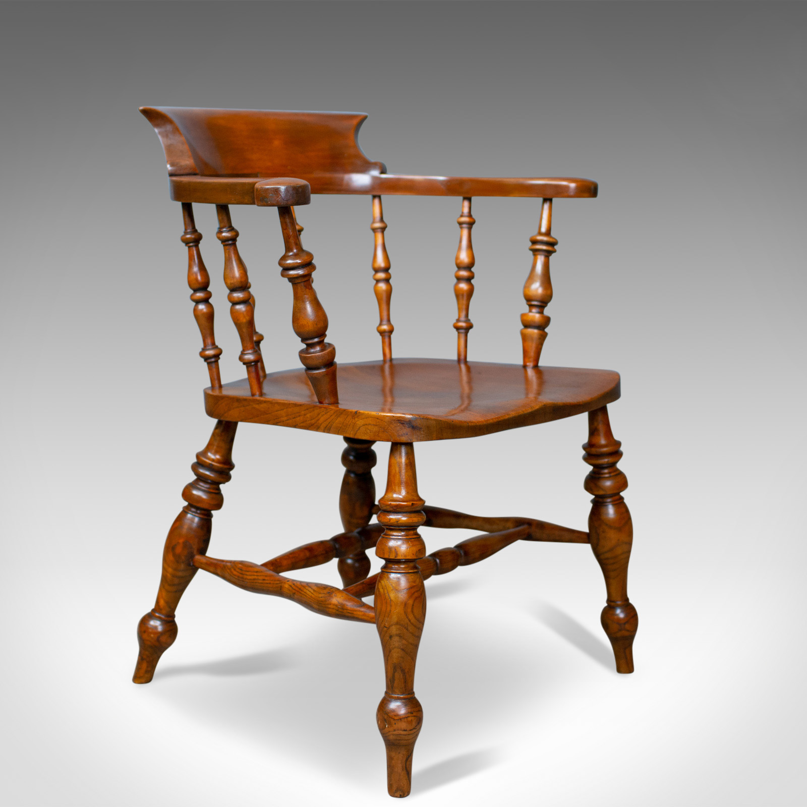 Antique Elbow Chair, Victorian, Elm, Bow-Back, Smokers, Captains, Desk c.1880 (1 of 1) Antique Elbow Chair, Victorian, Elm, Bow-Back, Smokers, Captains, Desk c.1880 (1 of 1)