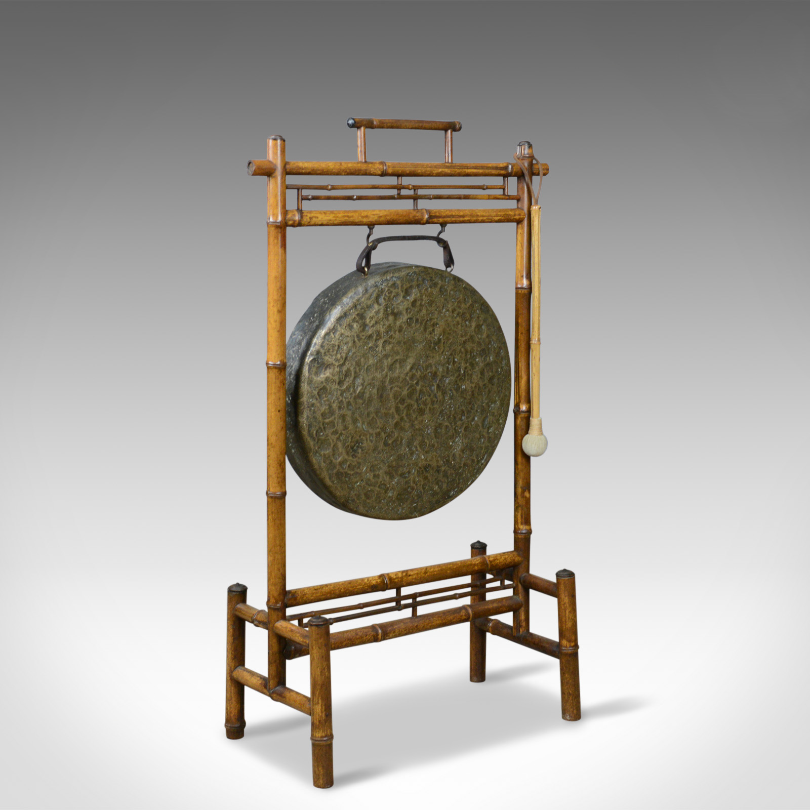 Large Antique Dinner Gong, Bamboo Frame, Victorian Instrument c.1890 (1 of 1) Large Antique Dinner Gong, Bamboo Frame, Victorian Instrument c.1890 (1 of 1)