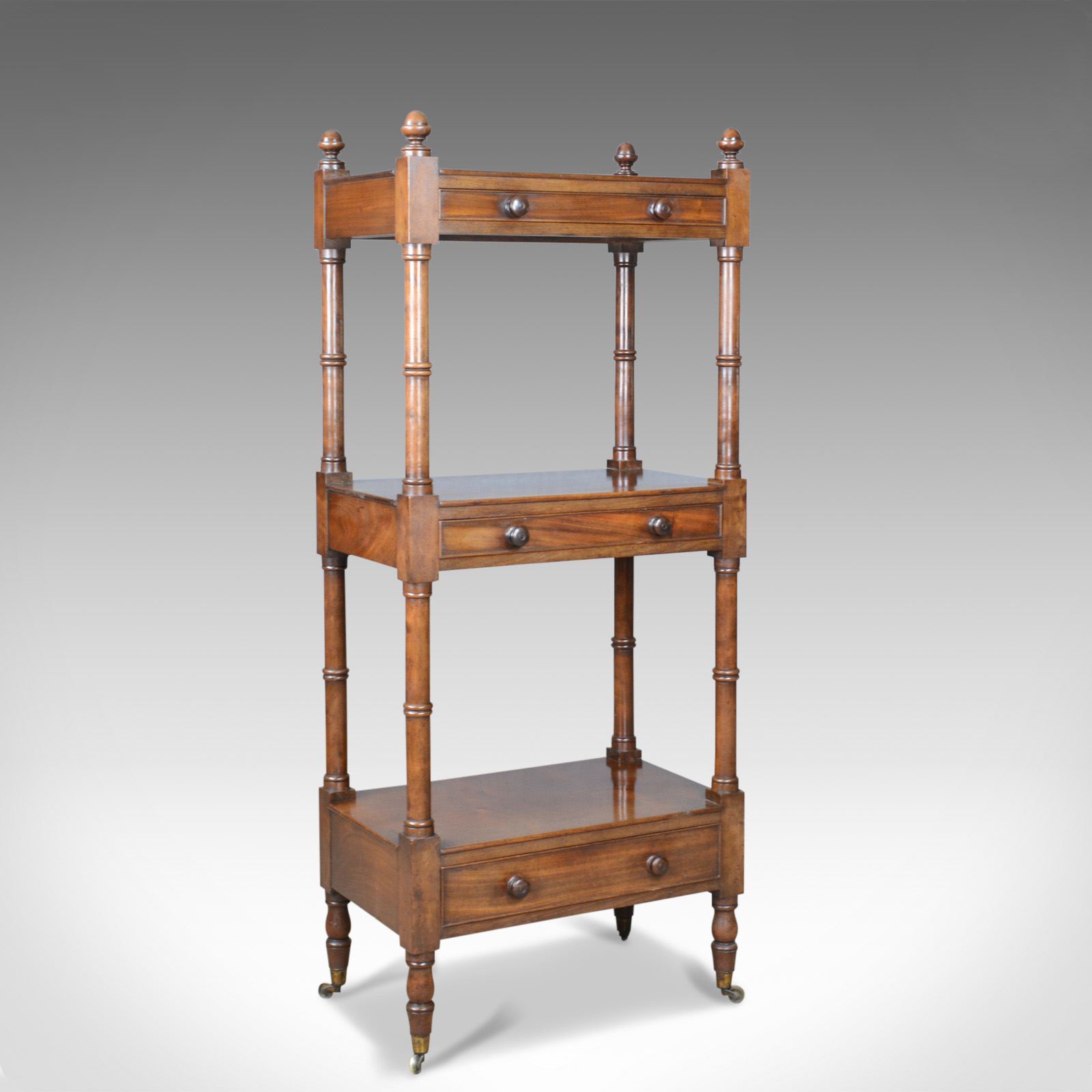 Antique Whatnot, English, Mahogany, Three Tier, Victorian, Display Stand c.1860 (1 of 10)