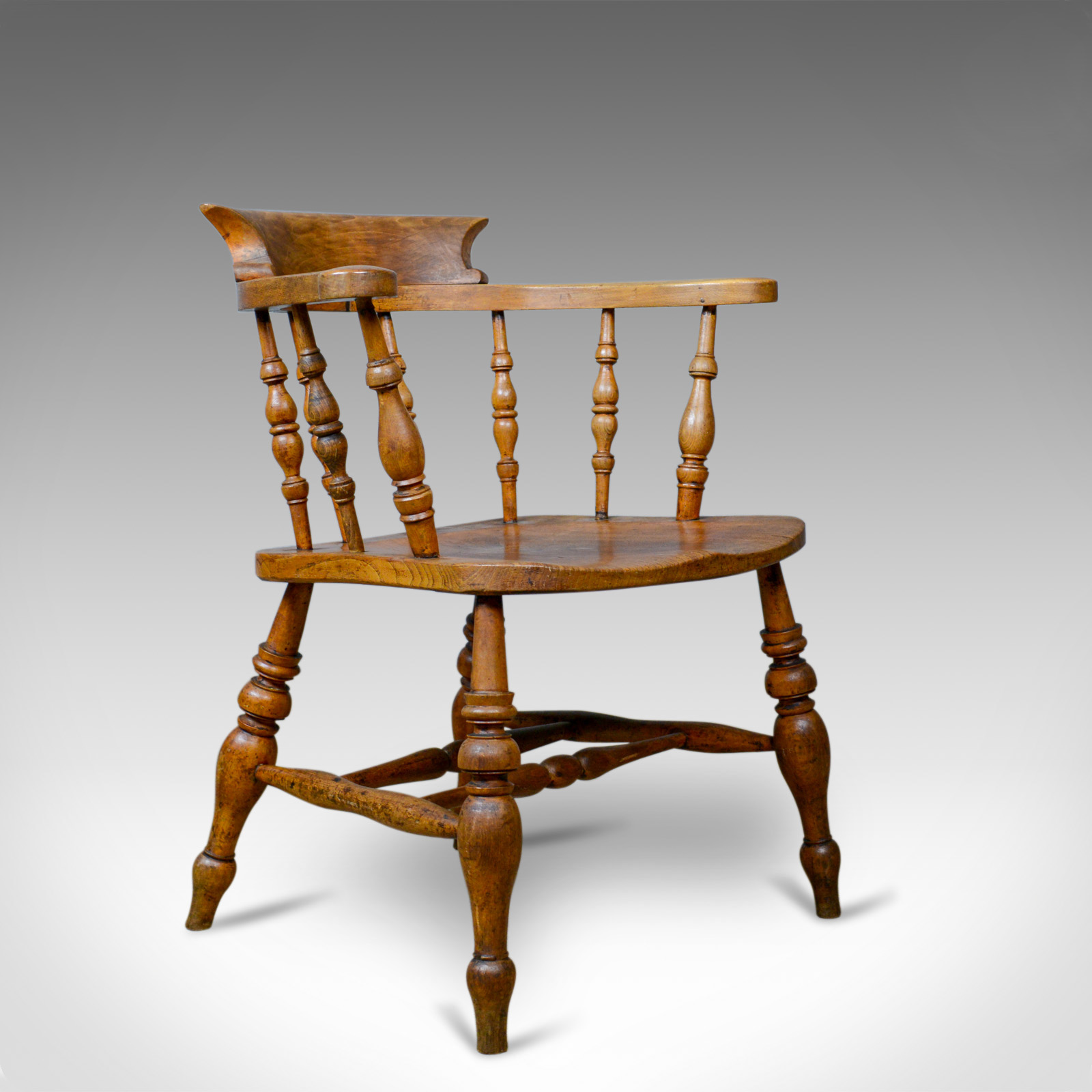 Antique Bow-Back Elbow Chair, English, Victorian, Smokers, Captains c.1890 (1 of 1) Antique Bow-Back Elbow Chair, English, Victorian, Smokers, Captains c.1890 (1 of 1)