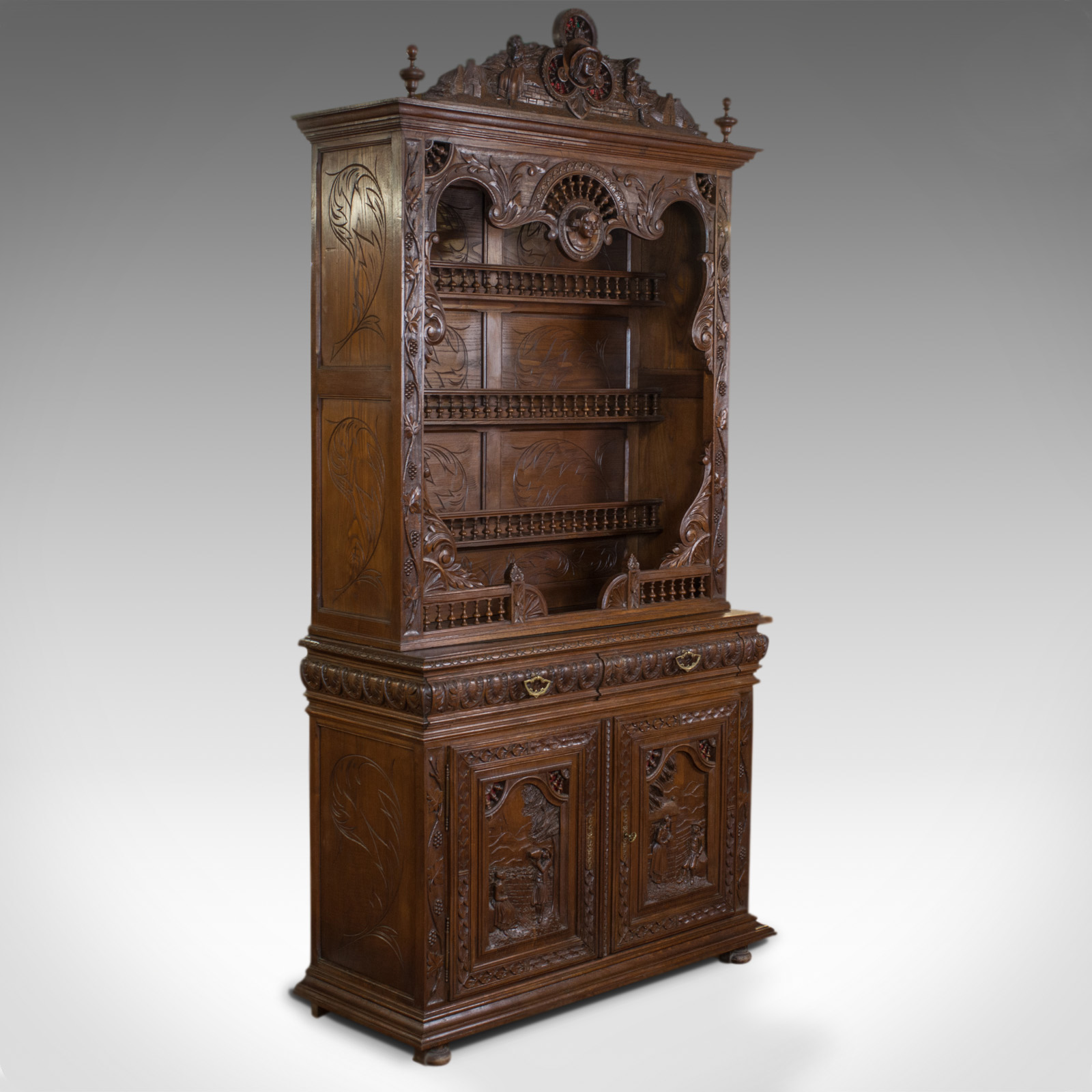 Antique, Breton Cabinet, Carved French Sideboard, Oak, Late 19th Century c.1880 (1 of 9)