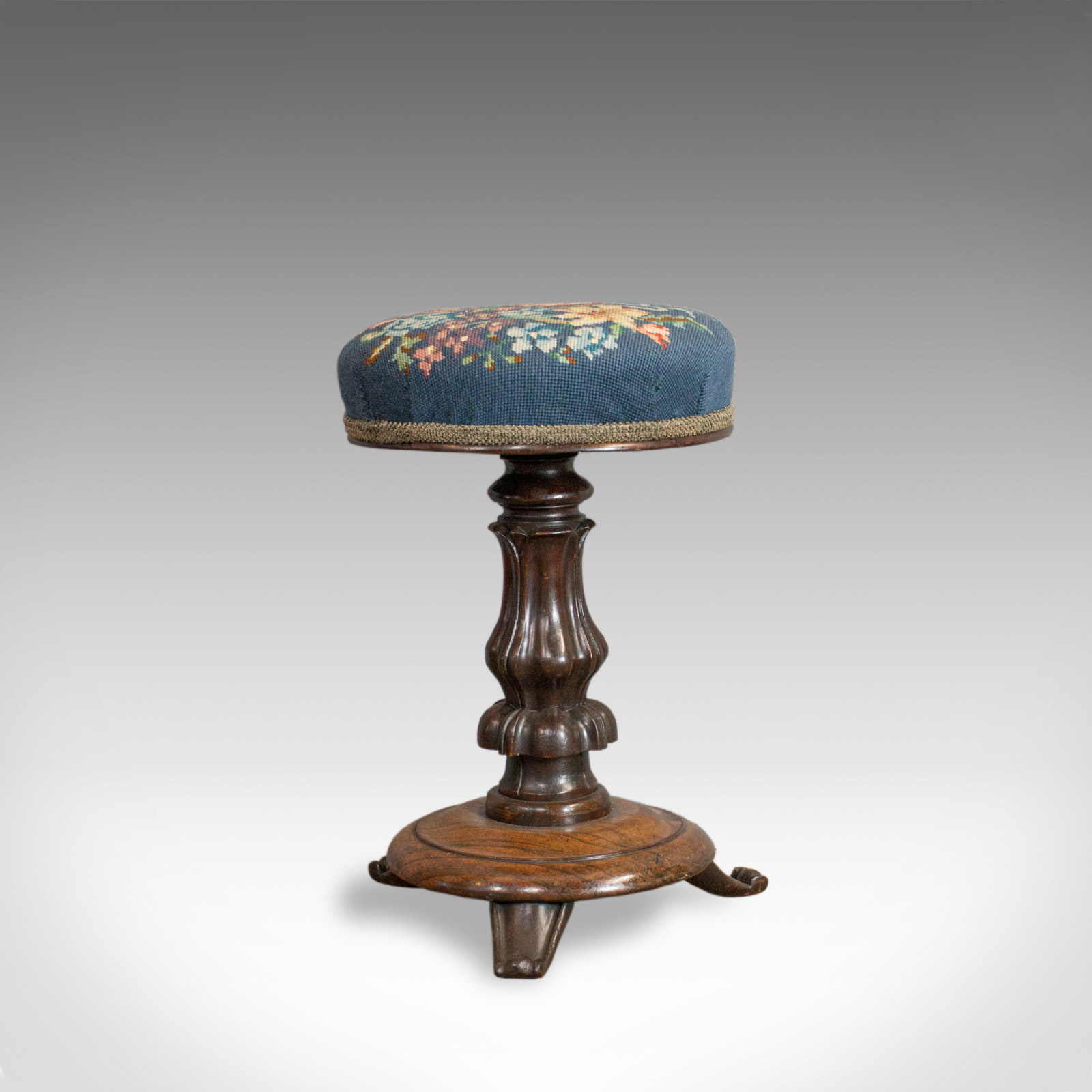 Antique Piano Stool, Rosewood, Music, Adjustable, Needlepoint c.1830 (1 of 1) Antique Piano Stool, Rosewood, Music, Adjustable, Needlepoint c.1830 (1 of 1)