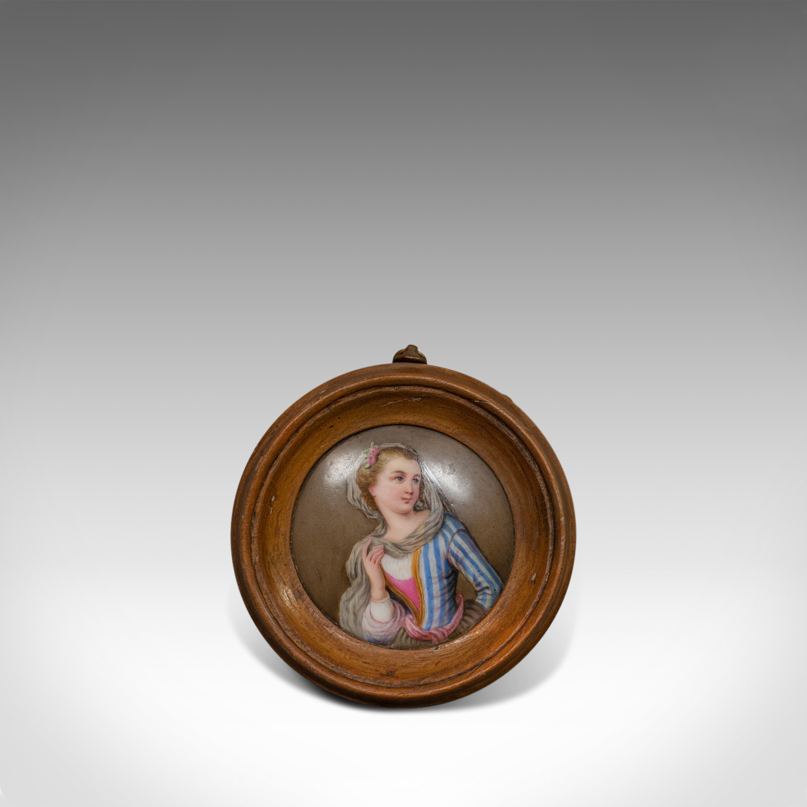 Antique Porcelain Plaque, English, Walnut, Ceramic, Decorative, Portrait c.1890 (1 of 8)