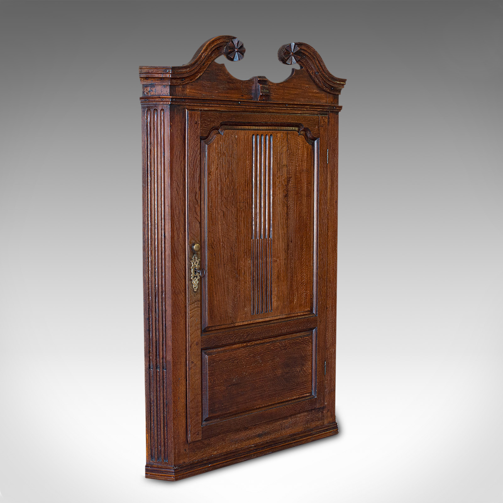 Antique Georgian Corner Cabinet, English, Oak, Wall Hanging Cupboard c.1780 (1 of 12)