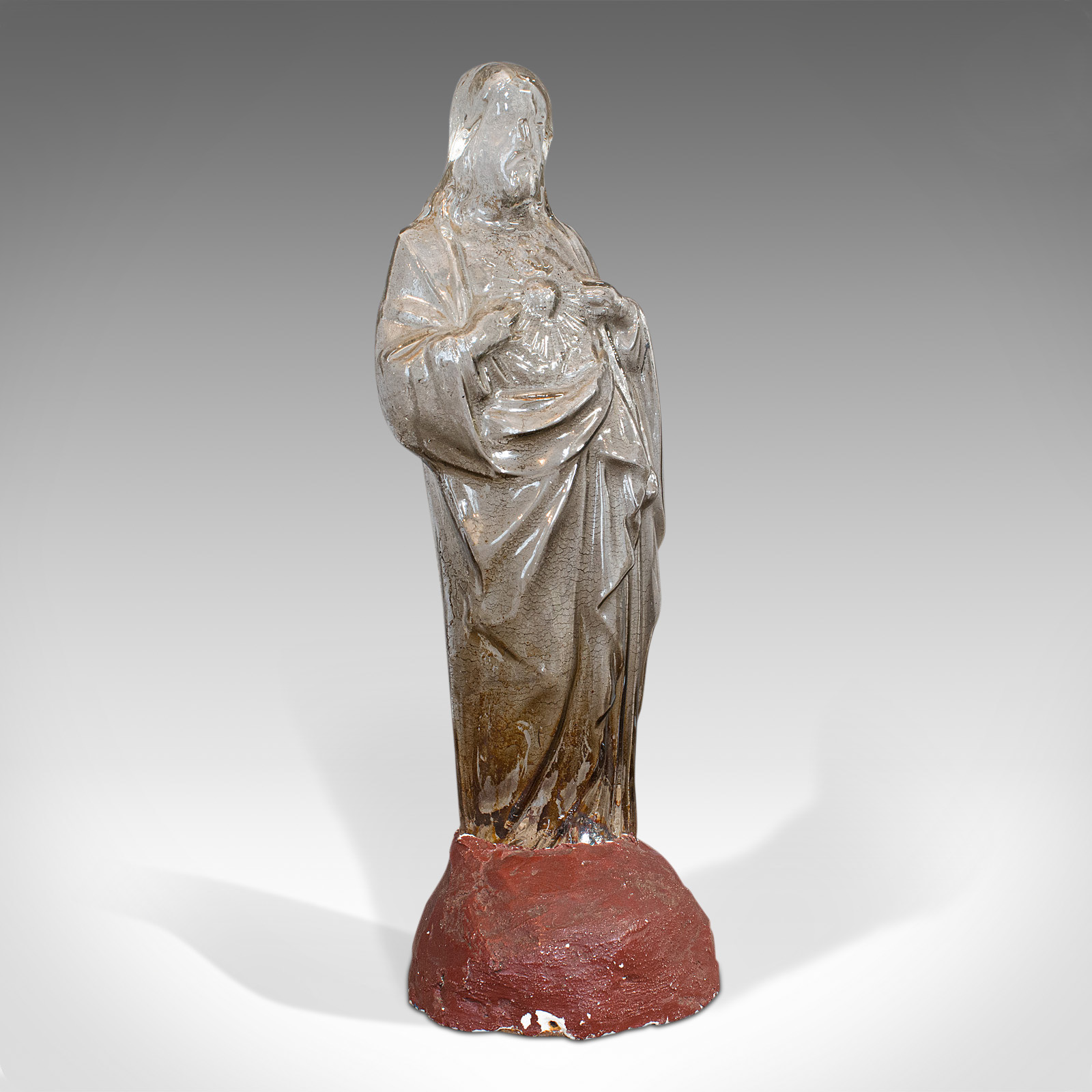 Antique Bonbon Jar, French, Glass, Fin De Siecle, Statue, Jesus Christ c.1900 (1 of 12)