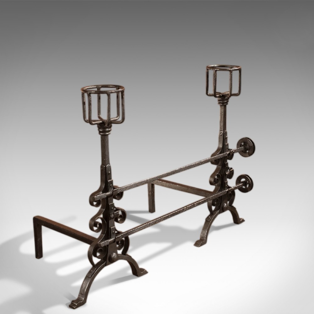 Antique Fire Dogs with Twin Wheel Spits & Cup Dogs c.1900 (1 of 1) Antique Fire Dogs with Twin Wheel Spits & Cup Dogs c.1900 (1 of 1)