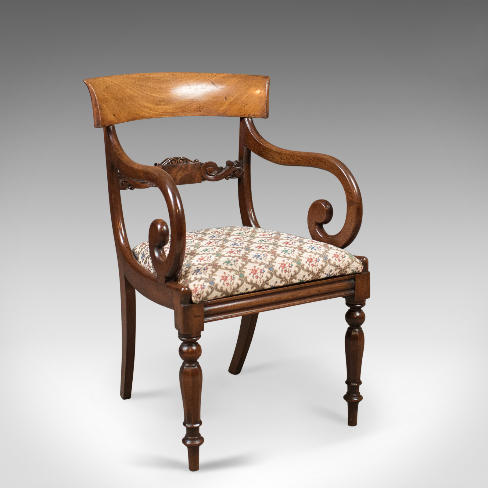 Antique Scroll Armchair, Regency Mahogany c.1830 (1 of 1) Antique Scroll Armchair, Regency Mahogany c.1830 (1 of 1)