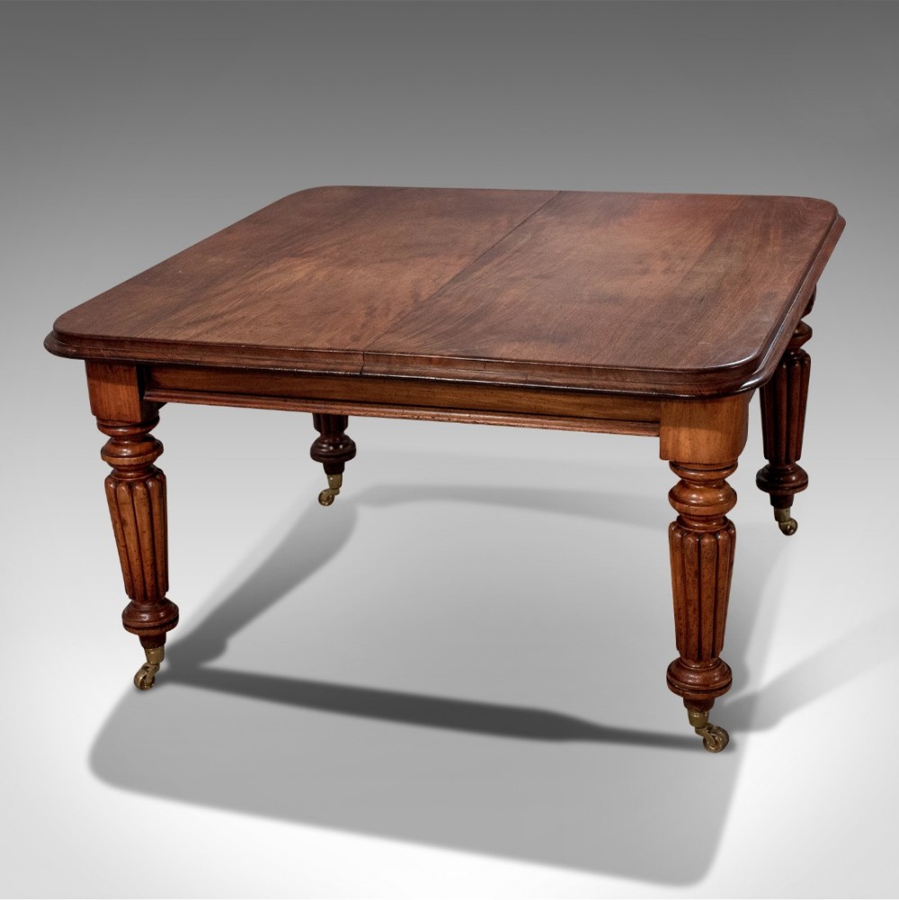 Antique Victorian Dining Table Quality Reeded Legs 4'x4' Extending c