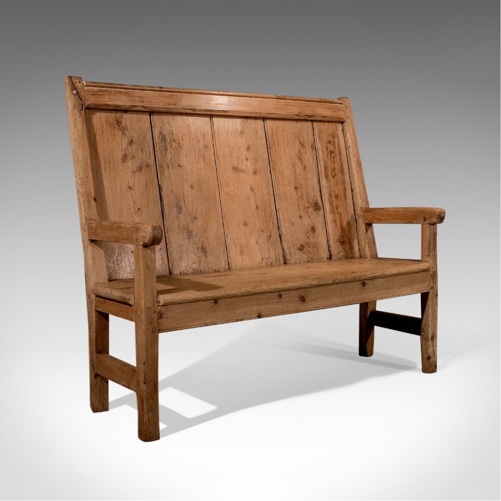 Antique Victorian Pine Settle Hall Bench Tavern Country Pew c.1880 (1 of 1) Antique Victorian Pine Settle Hall Bench Tavern Country Pew c.1880 (1 of 1)