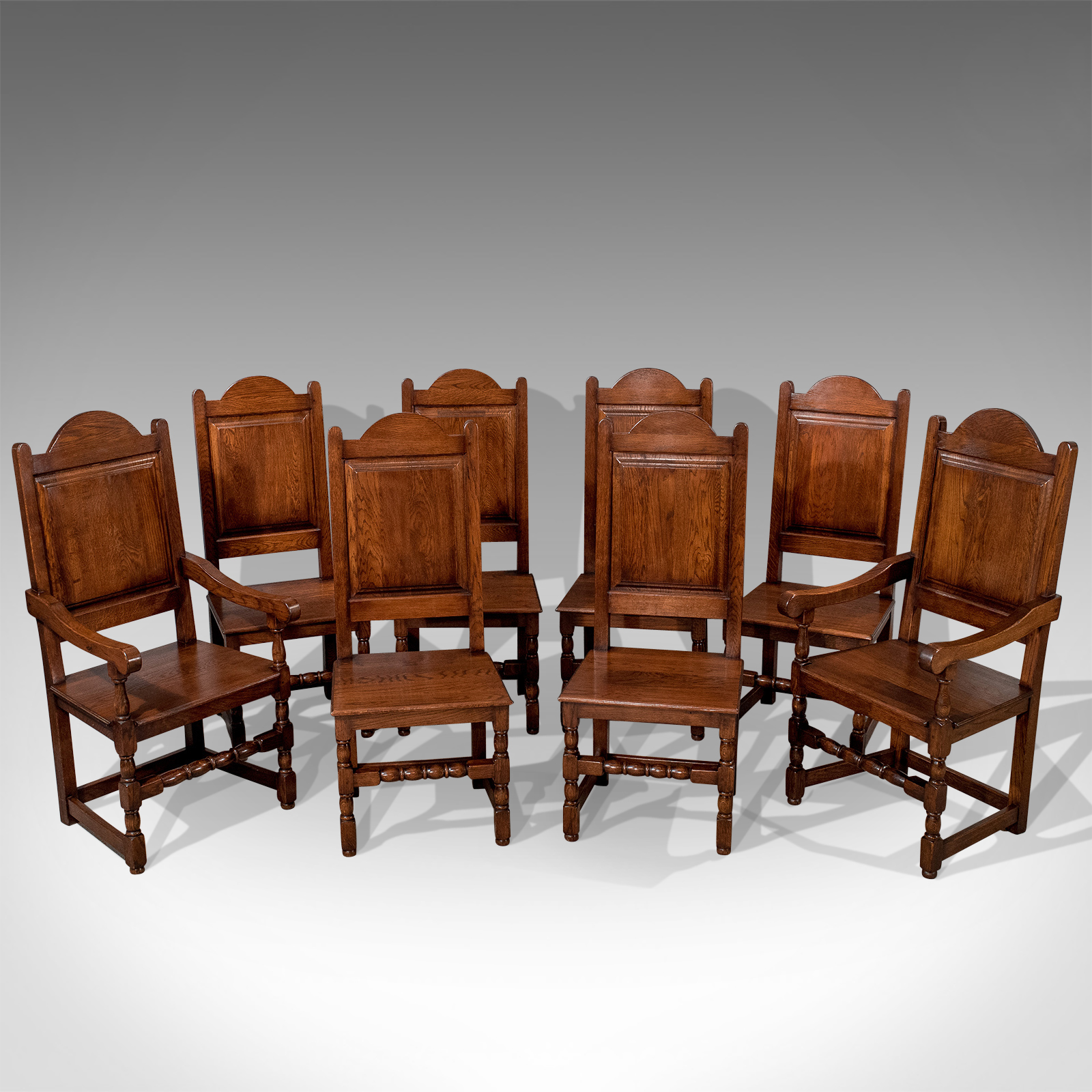 Antique Set of 8 Oak Dining Chairs Edwardian Jacobean Revival Inc Carvers c.1910 (1 of 1) Antique Set of 8 Oak Dining Chairs Edwardian Jacobean Revival Inc Carvers c.1910 (1 of 1)