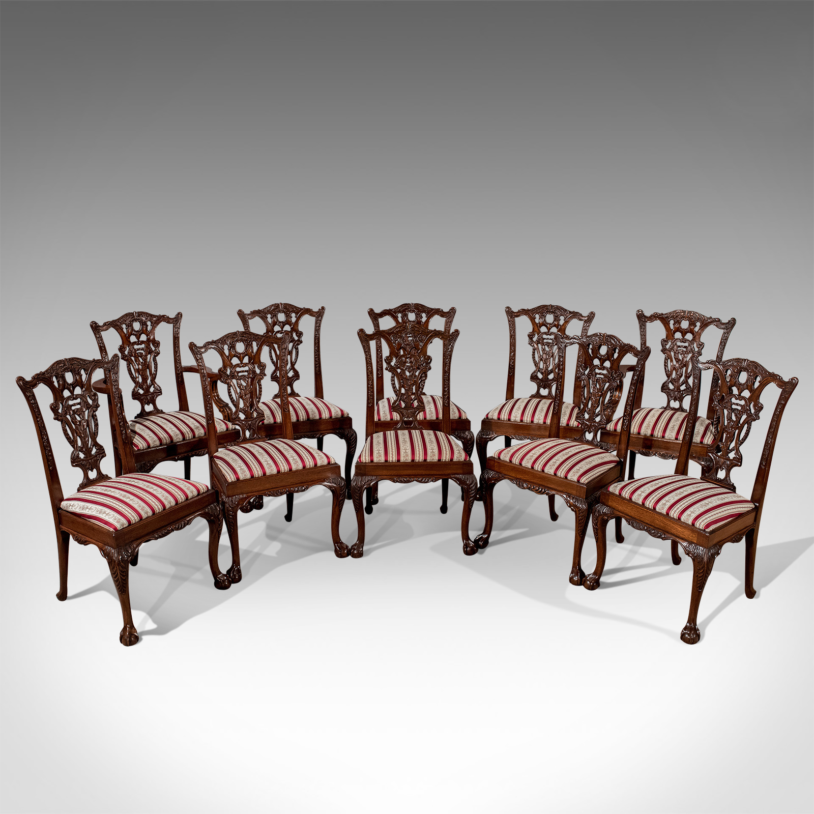 Antique Set of 10 Chippendale Dining Chairs Victorian Revival Inc Carvers c.1900 (1 of 1) Antique Set of 10 Chippendale Dining Chairs Victorian Revival Inc Carvers c.1900 (1 of 1)
