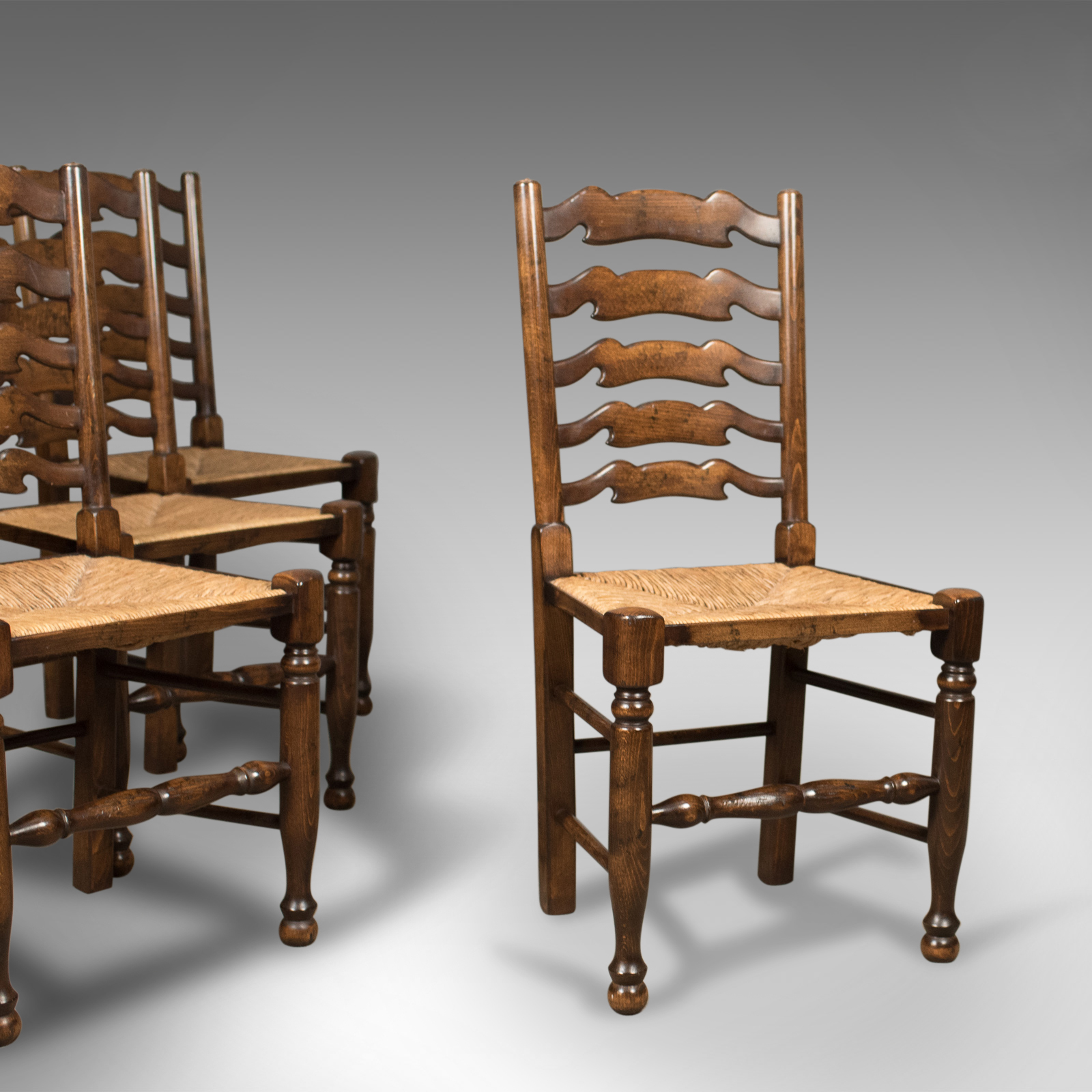 Set of 4 Antique 'Wavy Line' Ladderback Dining Chairs, Edwardian c.1910 (1 of 1) Set of 4 Antique 'Wavy Line' Ladderback Dining Chairs, Edwardian c.1910 (1 of 1)