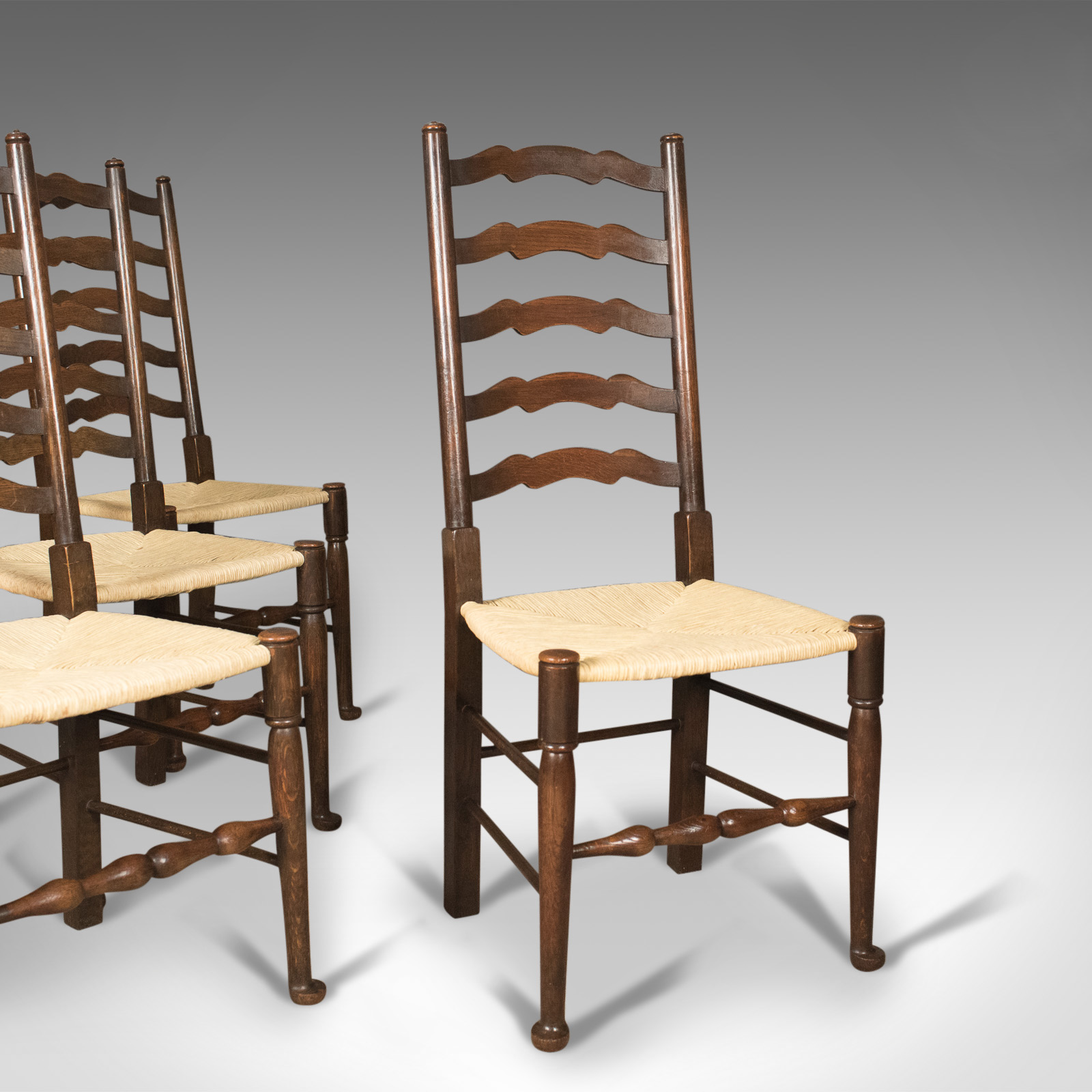 Antique Set of 4 'Wavy Line' Ladder Back Dining Chairs, Edwardian c.1910 (1 of 1) Antique Set of 4 'Wavy Line' Ladder Back Dining Chairs, Edwardian c.1910 (1 of 1)