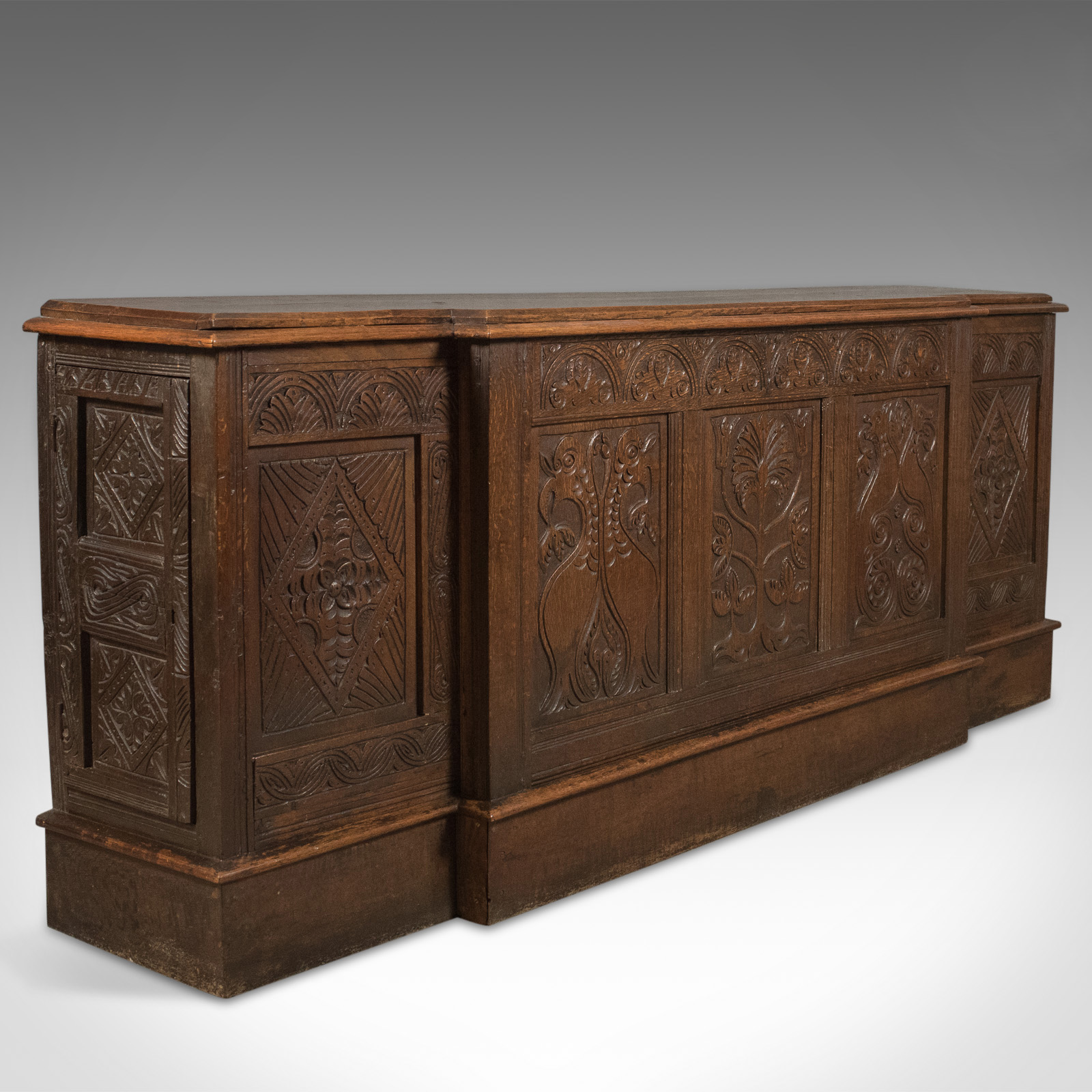 Antique Long Cupboard English Carved Oak Dresser Base Cabinet c.1700 (1 of 1) Antique Long Cupboard English Carved Oak Dresser Base Cabinet c.1700 (1 of 1)