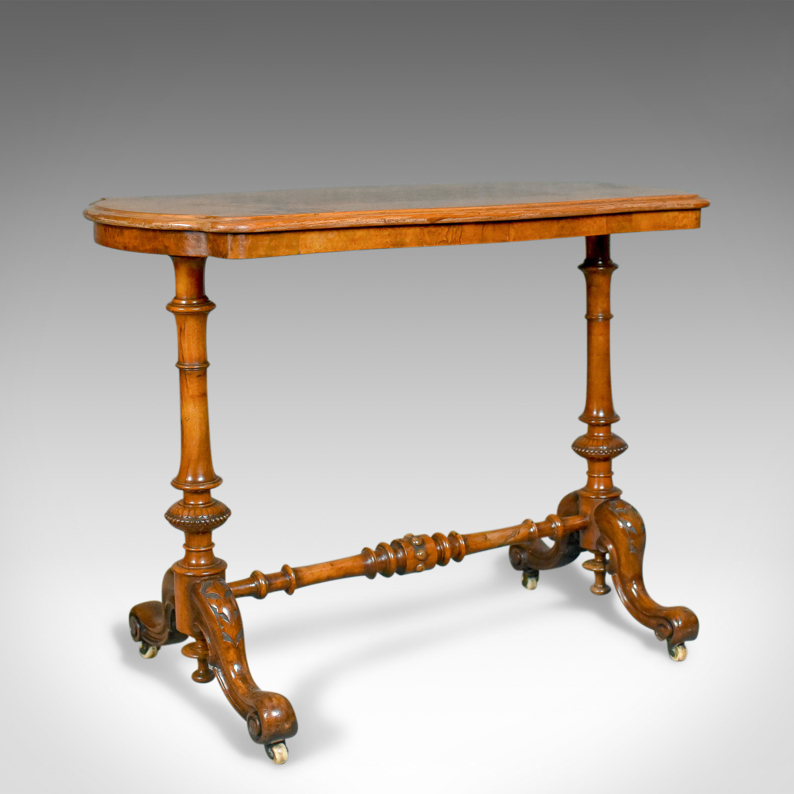 Antique Stretcher Table, Burr Walnut, English, Victorian c.1880 (1 of 1) Antique Stretcher Table, Burr Walnut, English, Victorian c.1880 (1 of 1)