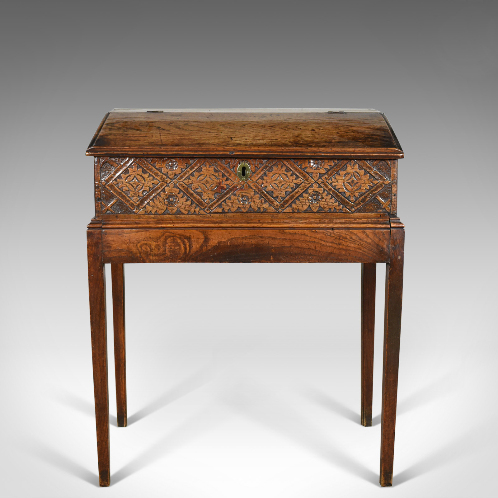 17th Century Antique Bible Box on Stand, English Oak Writing Slope (1 of 1) 17th Century Antique Bible Box on Stand, English Oak Writing Slope (1 of 1)