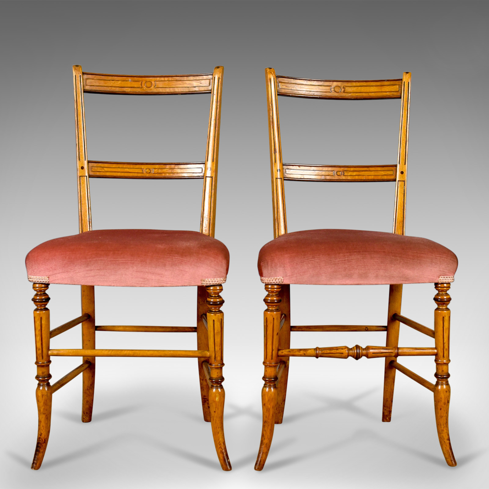 Pair of Antique Chairs, Upholstered, Victorian, English, Walnut, Side c.1880 (1 of 1) Pair of Antique Chairs, Upholstered, Victorian, English, Walnut, Side c.1880 (1 of 1)