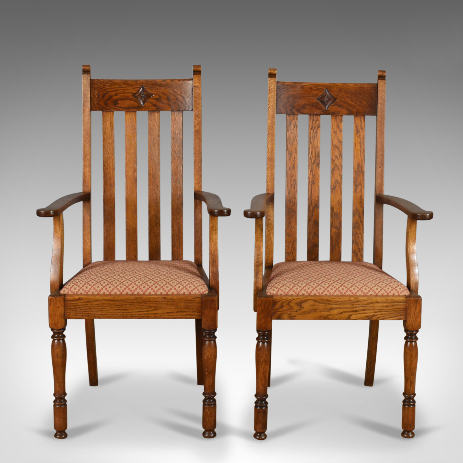 Pair of Antique Armchairs, Arts & Crafts, Liberty-Esque, Oak, Carver c.1910 (1 of 1) Pair of Antique Armchairs, Arts & Crafts, Liberty-Esque, Oak, Carver c.1910 (1 of 1)