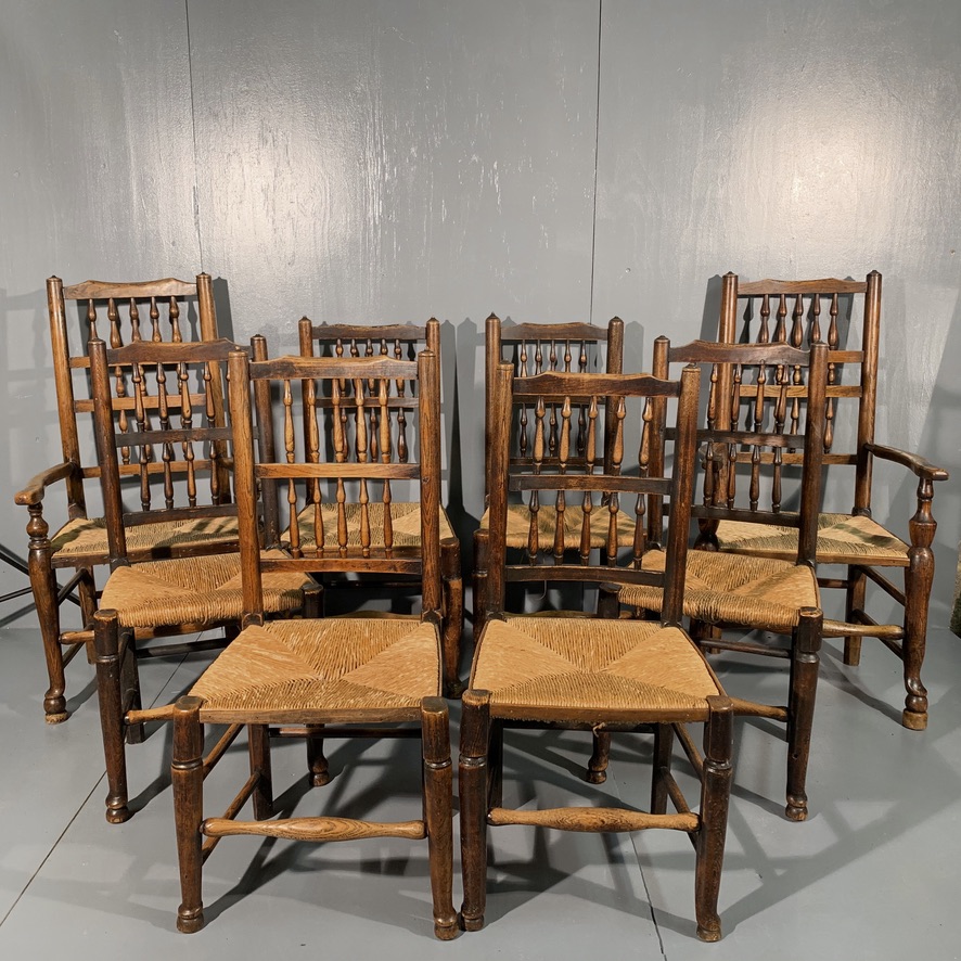 Matched Set of 8 Lancashire Spindle Back Dining Chairs (1 of 13) Matched Set of 8 Lancashire Spindle Back Dining Chairs (1 of 13)