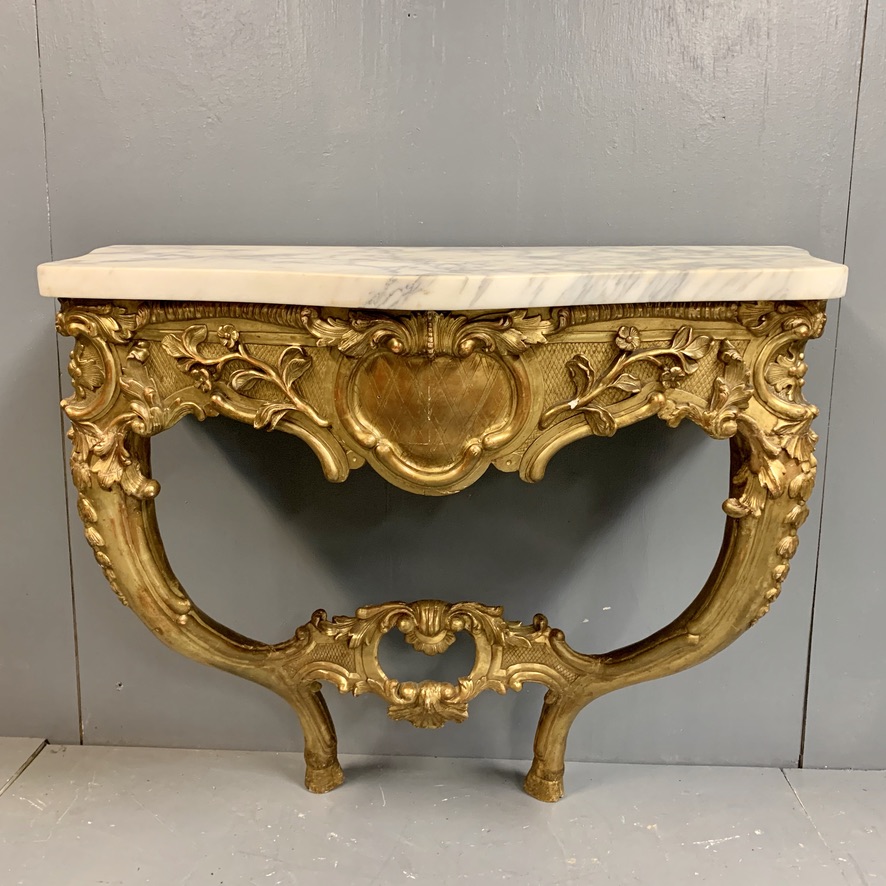 18th French Gilt Console Table with Marble Top (1 of 9) 18th French Gilt Console Table with Marble Top (1 of 9)