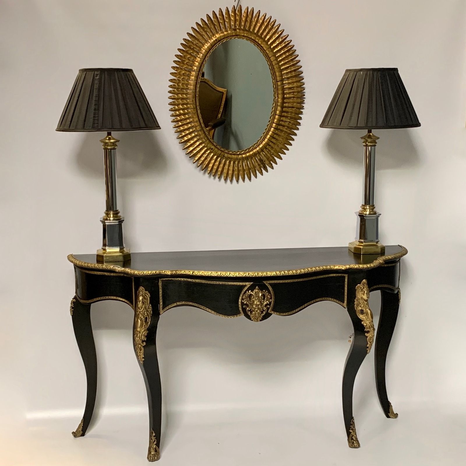 French 19th Century Ebonised & Brass Console Table (1 of 1) French 19th Century Ebonised & Brass Console Table (1 of 1)