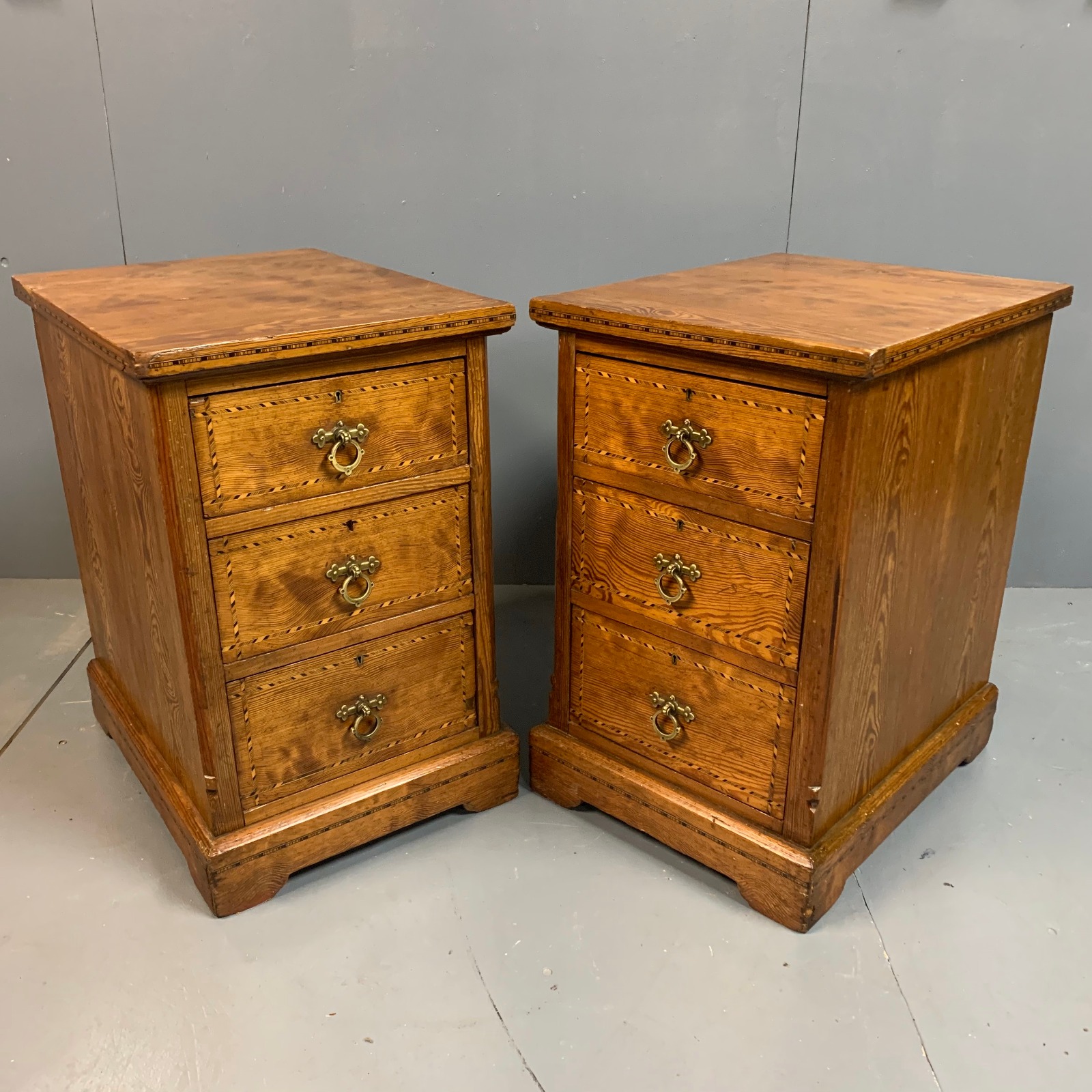 Pair of Inlaid Victorian Pitch Pine Bedside Cabinets (1 of 11) Pair of Inlaid Victorian Pitch Pine Bedside Cabinets (1 of 11)