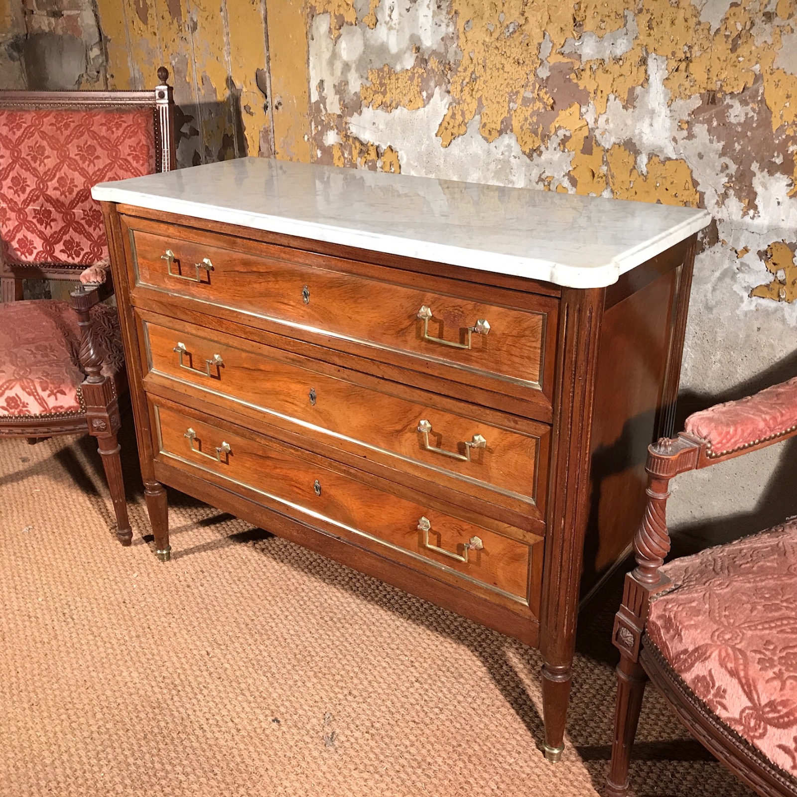 French Mahogany & Brass Inlaid Commode Chest of Drawers c.1900 (1 of 1) French Mahogany & Brass Inlaid Commode Chest of Drawers c.1900 (1 of 1)