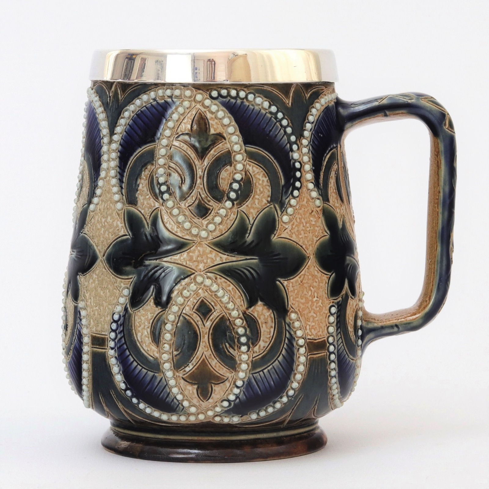 Doulton Lambeth 1880 Decorated Mug with Mappin & Webb Silver Mount 1881 (1 of 11)