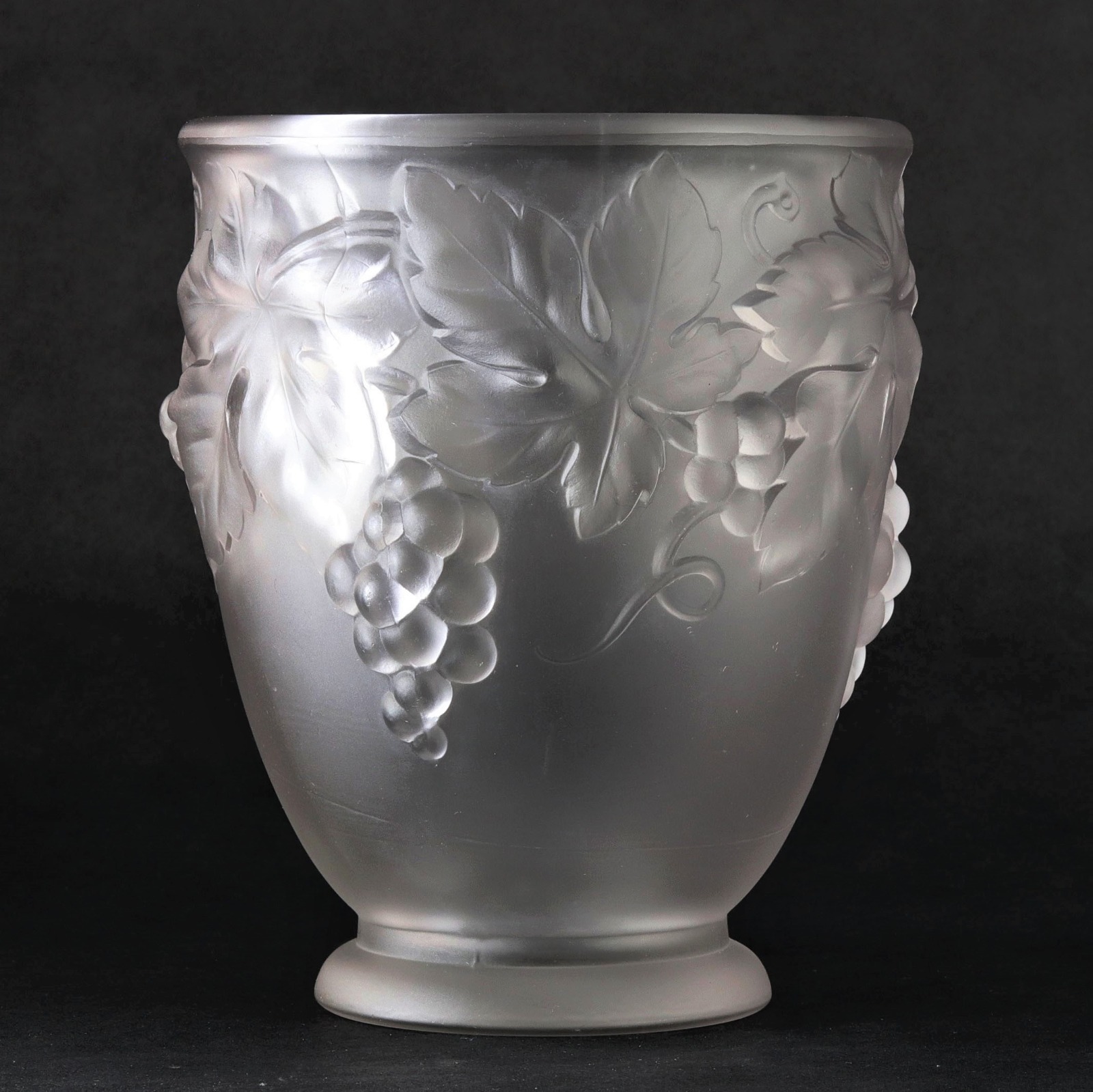 Etling Art Deco Frosted Glass Vase with Fruit & Vine Decoration c.1920 (1 of 8)