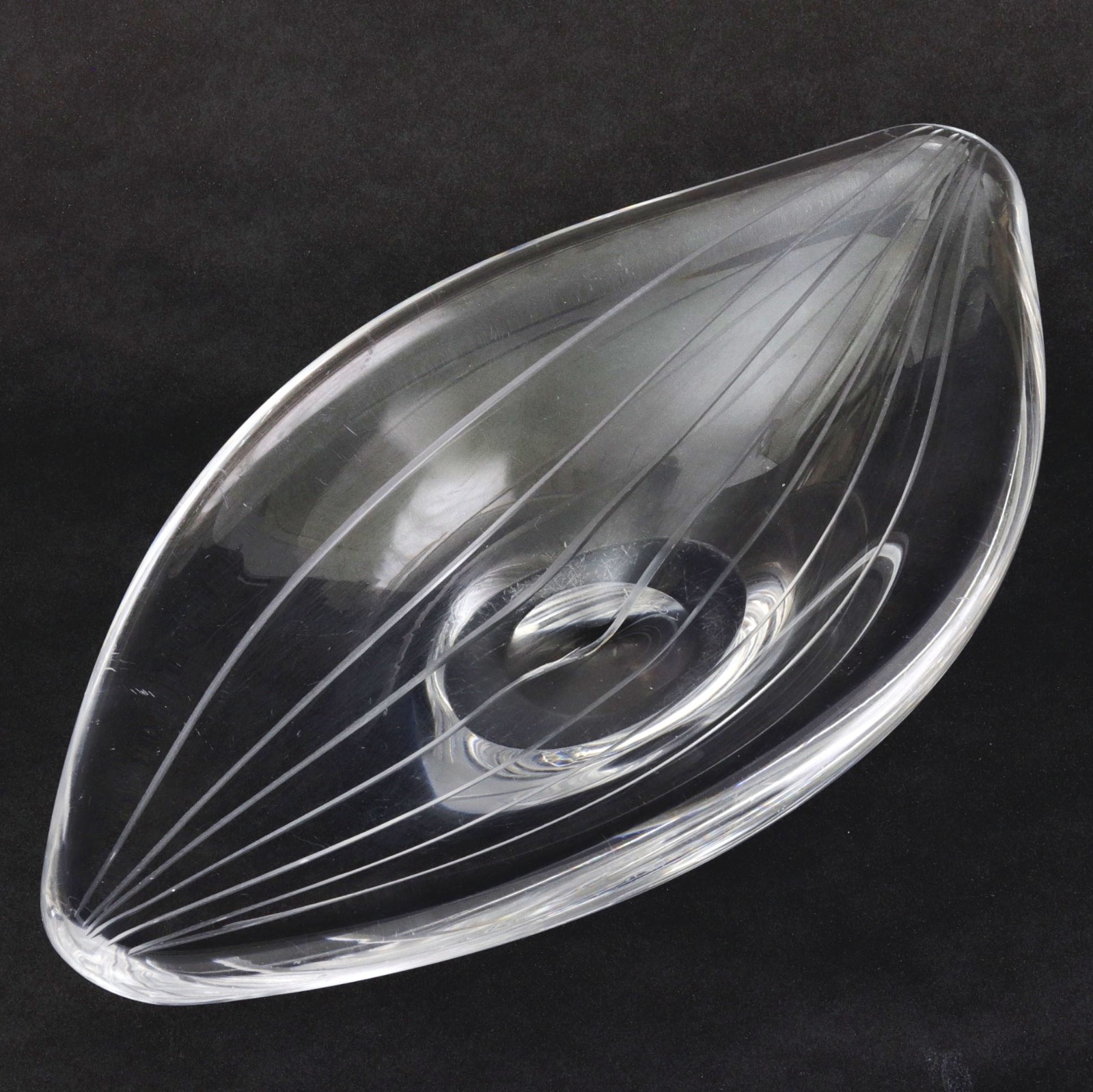 Elliptical Comb Cut Glass Bowl by Vicke Lindstrand for Kosta Late 1950s (1 of 8)