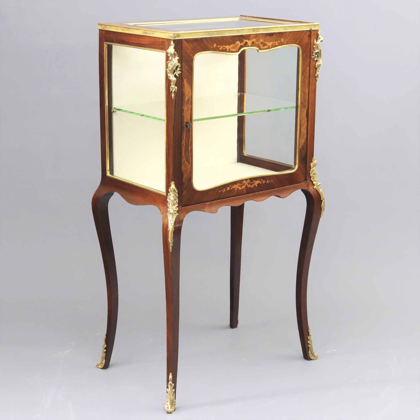 French Inlaid Rosewood Display Cabinet or Vitrine with Ormolu Mounts c.1880 (1 of 10)