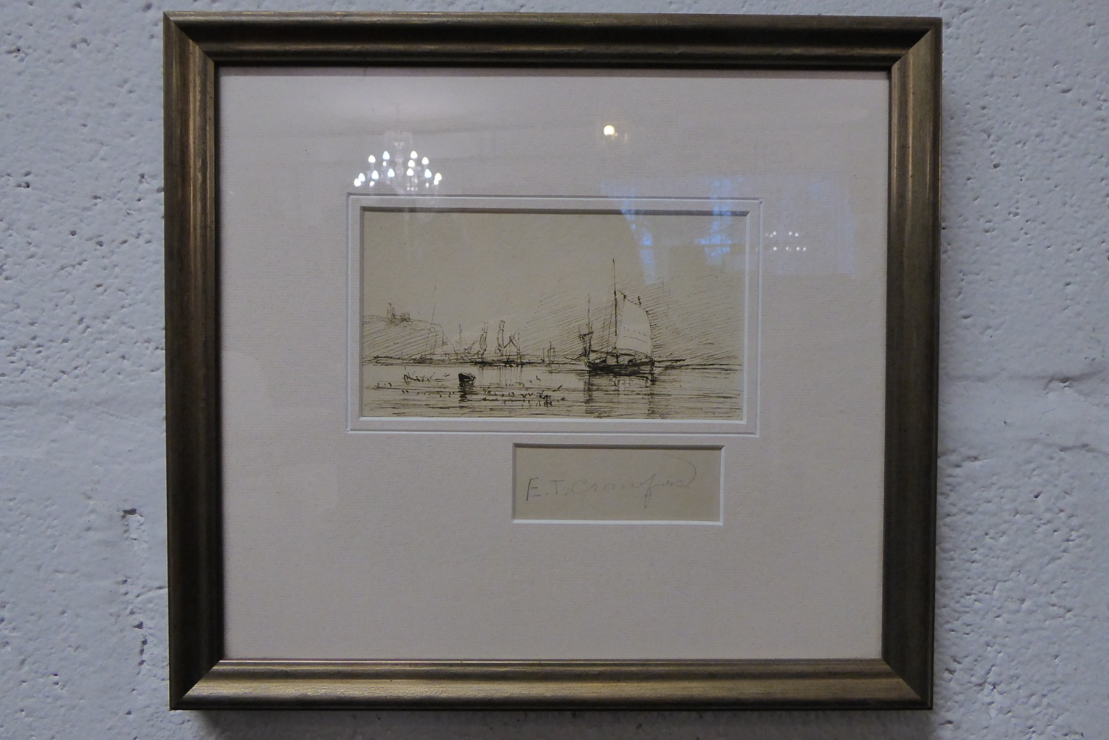Harbour Scene Ink Sketch by Edmund Thornton Crawford (1 of 3)