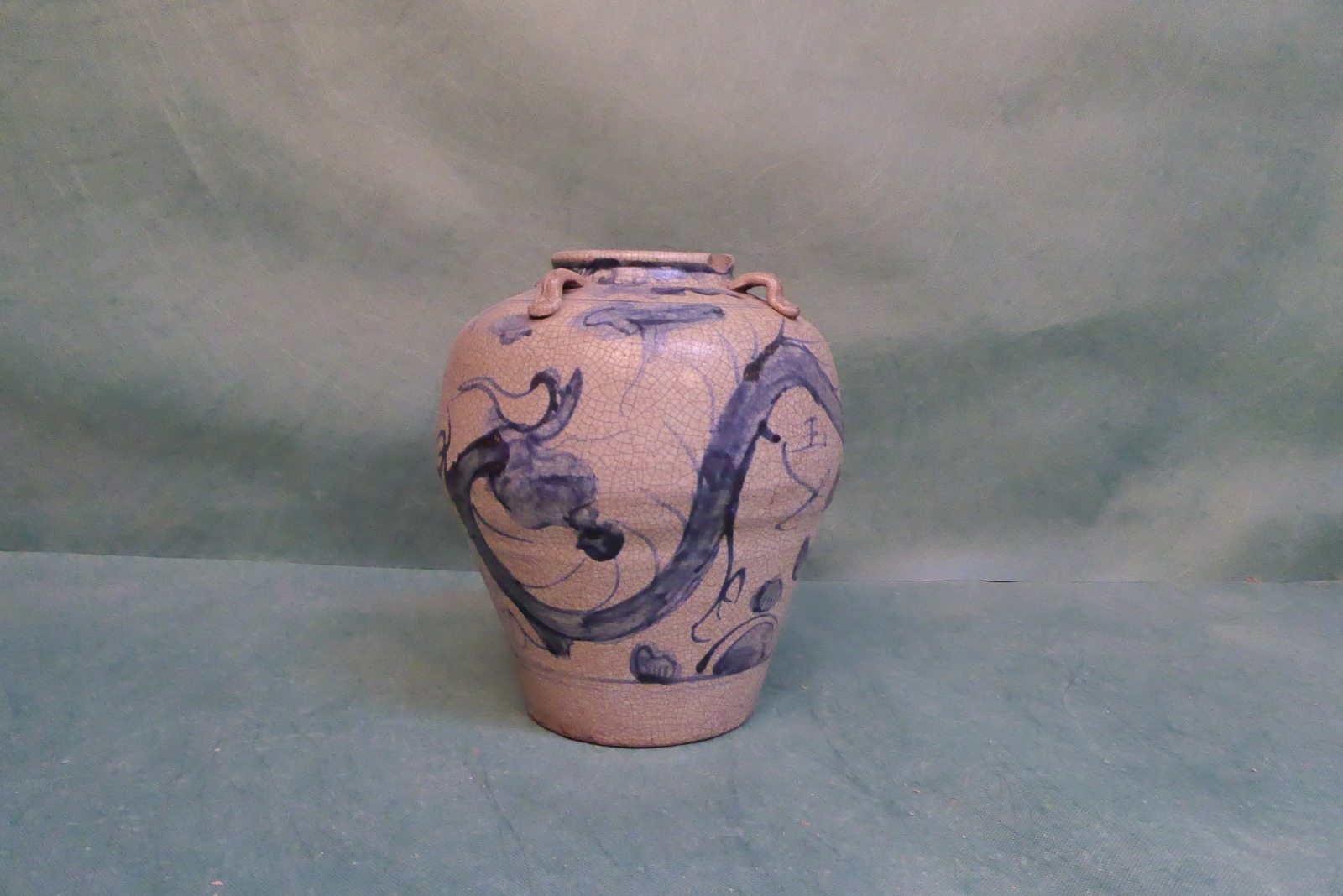 16th Century Early Oriental Blue & Gray Vase (1 of 10)