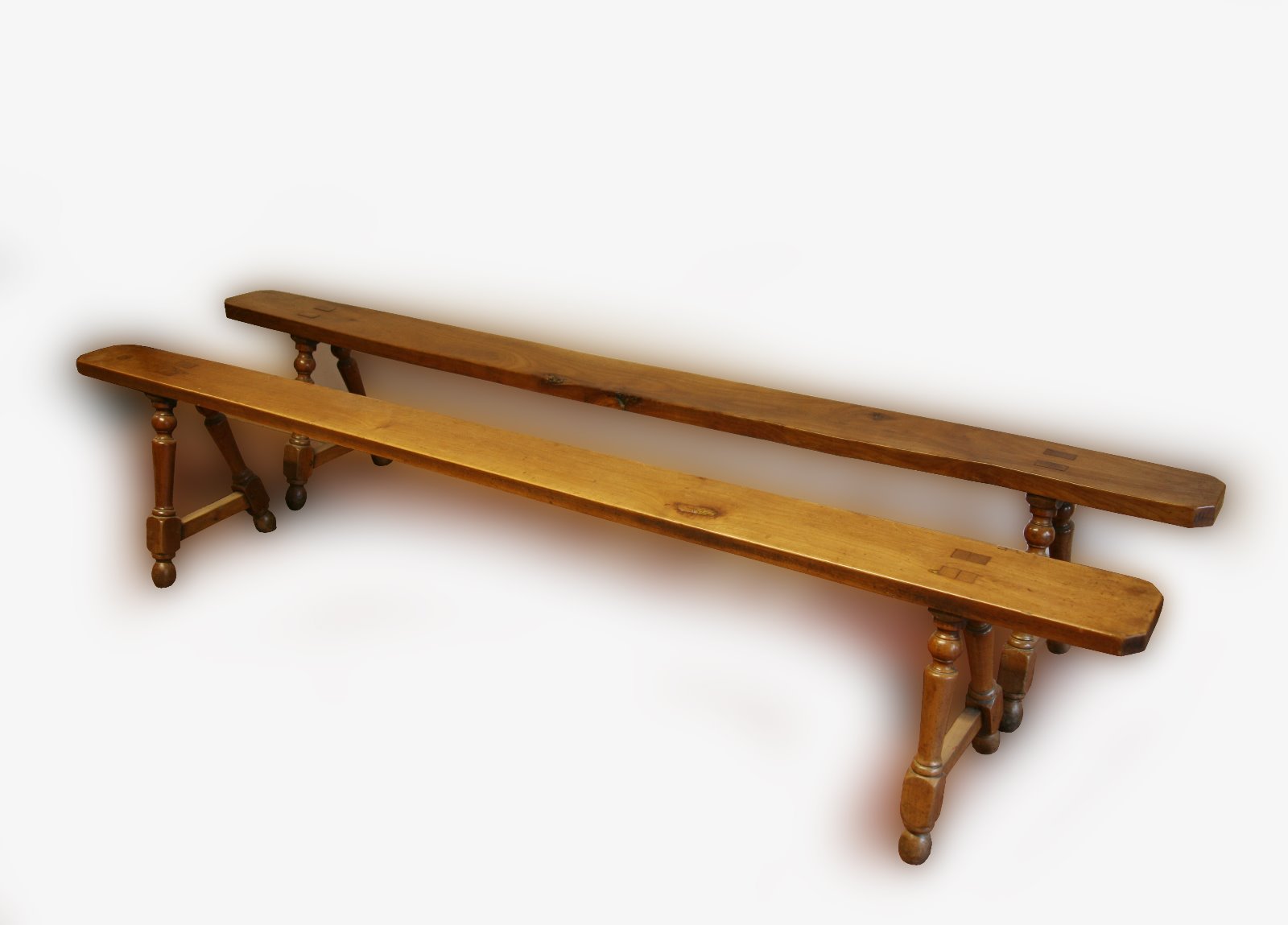 Antique Pair of Fruitwood Farmhouse Refectory Table Benches (1 of 7)
